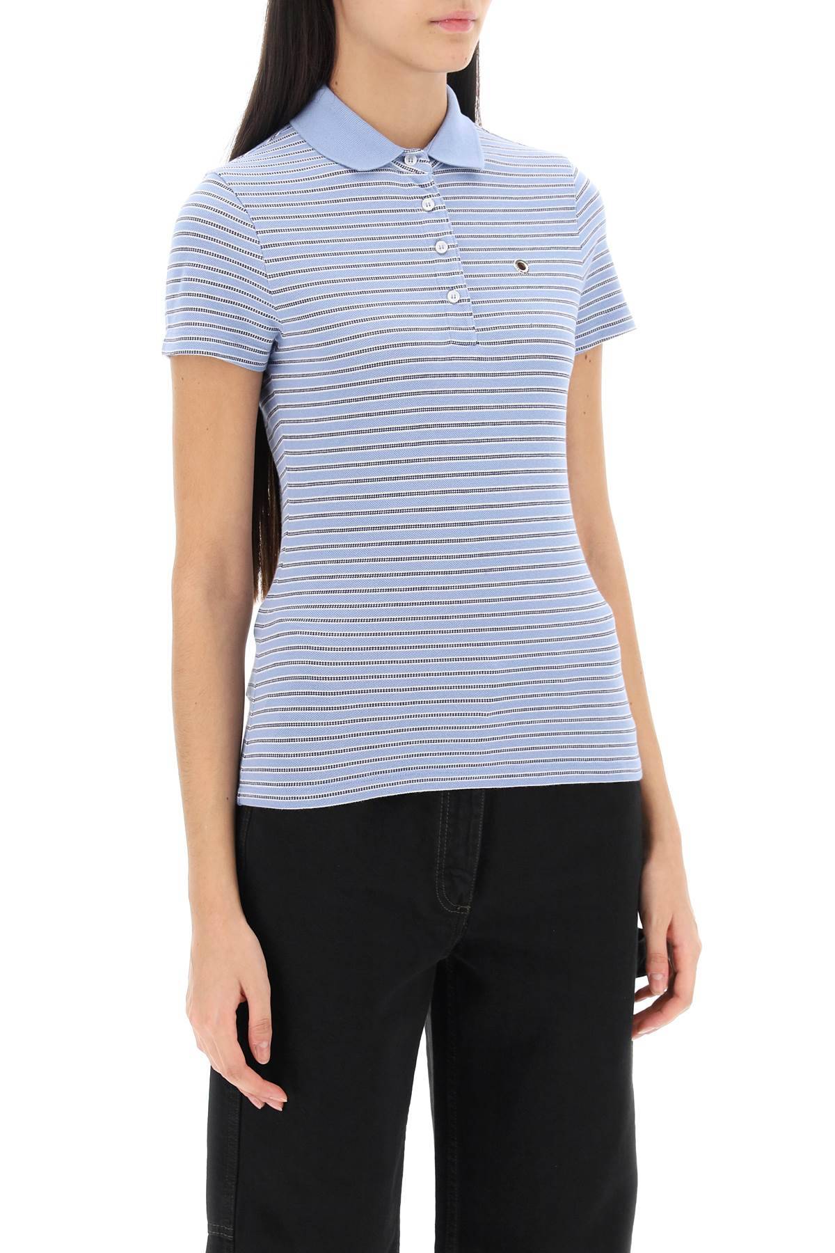 Shop Saks Potts Venus Striped Polo Shirt In Light Blue