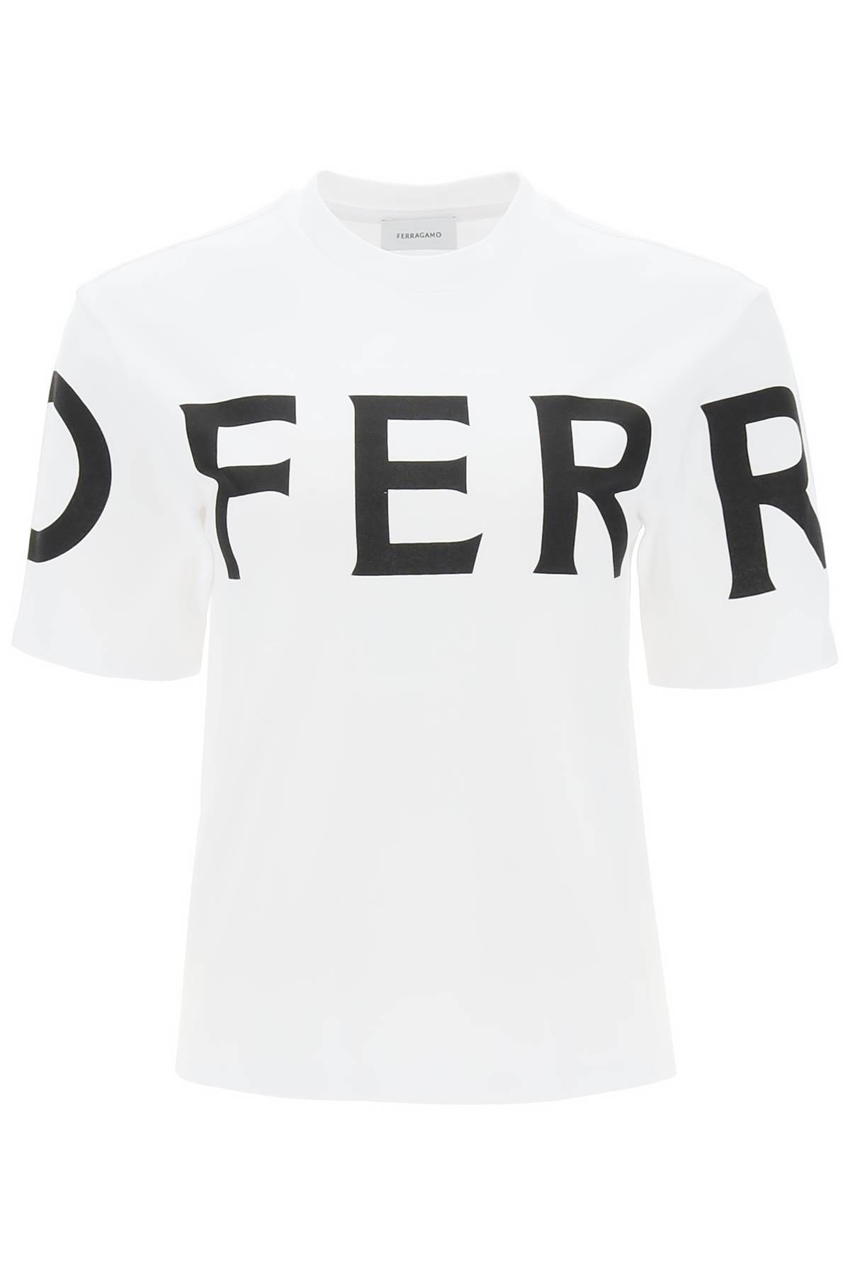 Shop Ferragamo Short Sleeve T-shirt With Oversized Logo In White