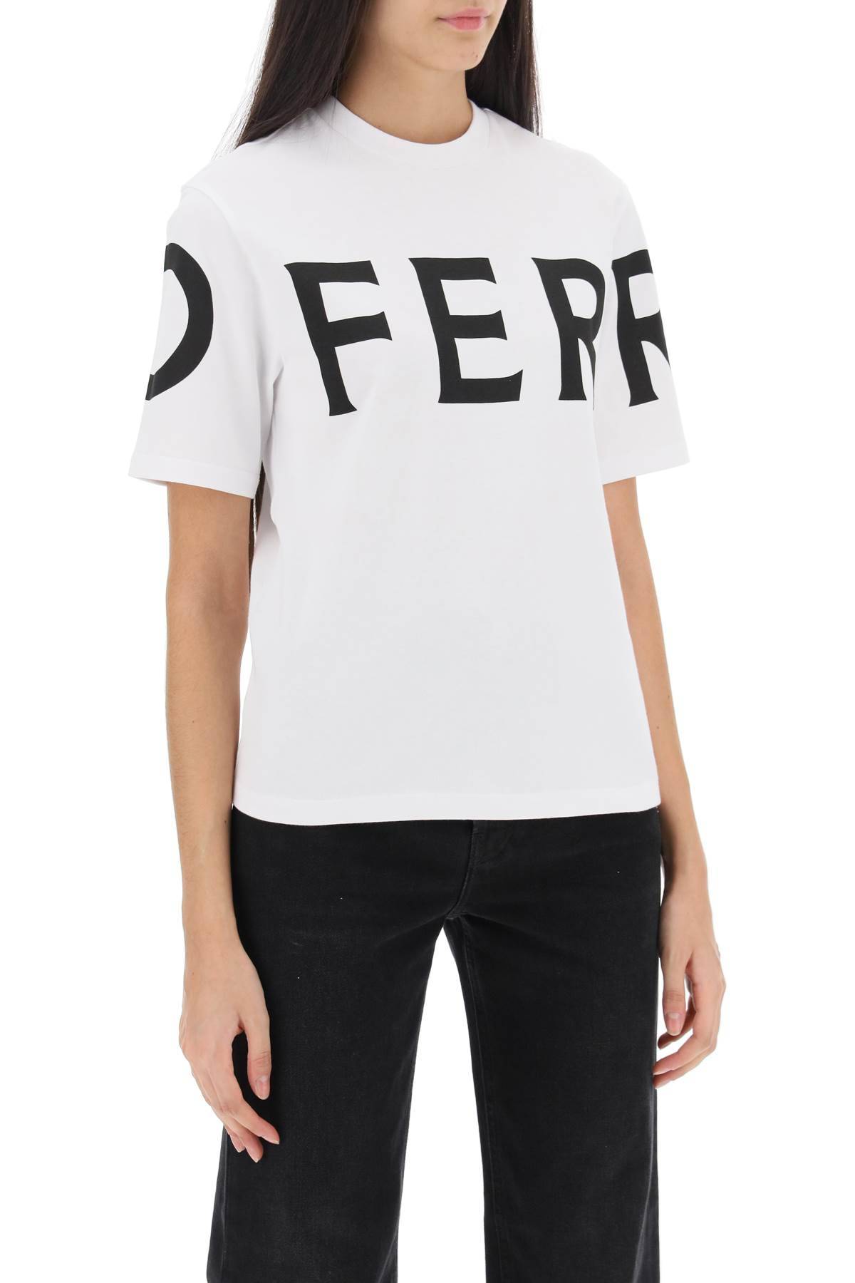 Shop Ferragamo Short Sleeve T-shirt With Oversized Logo In White