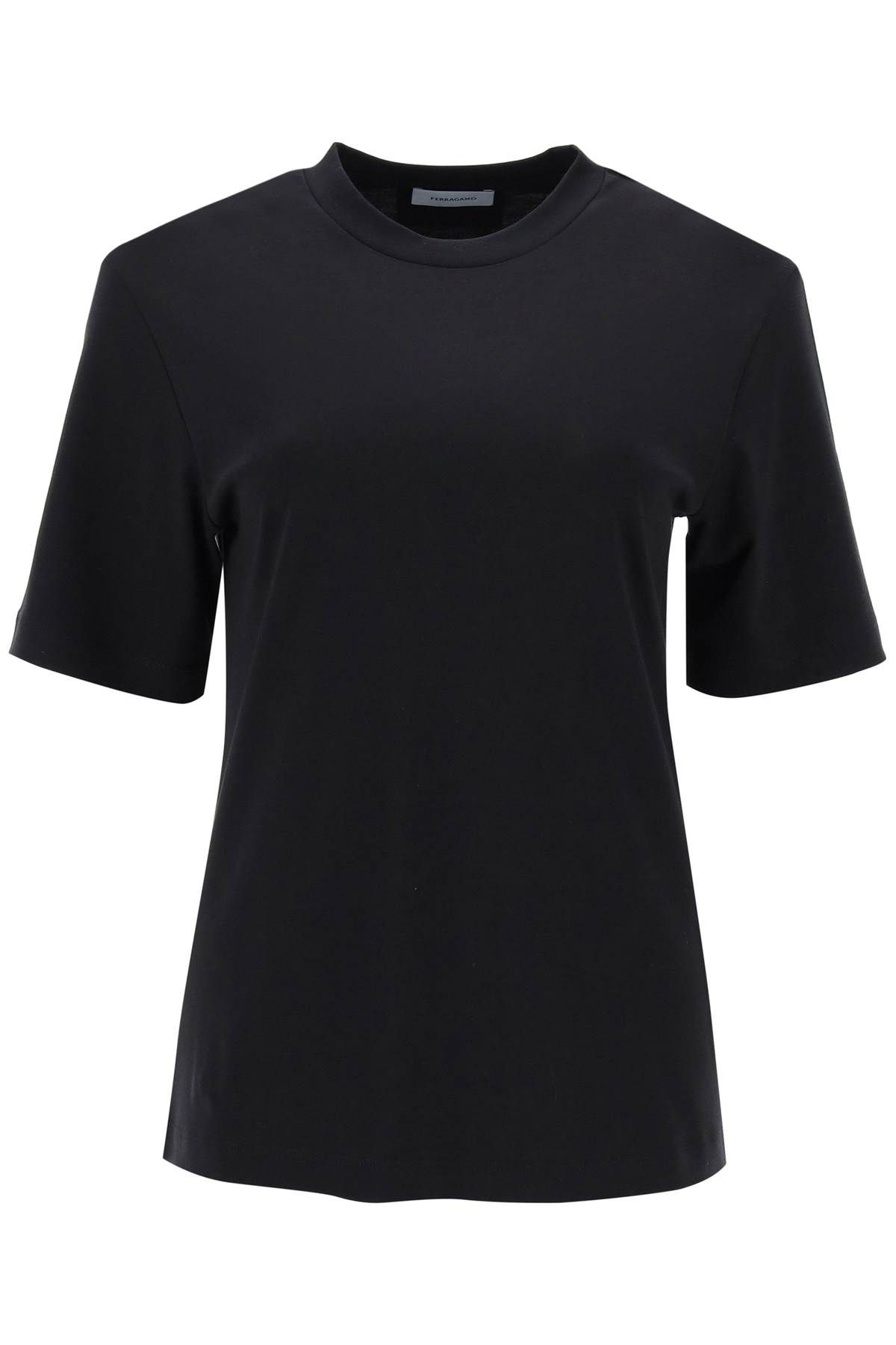 Shop Ferragamo Cotton And Silk Blend T-shirt In Black