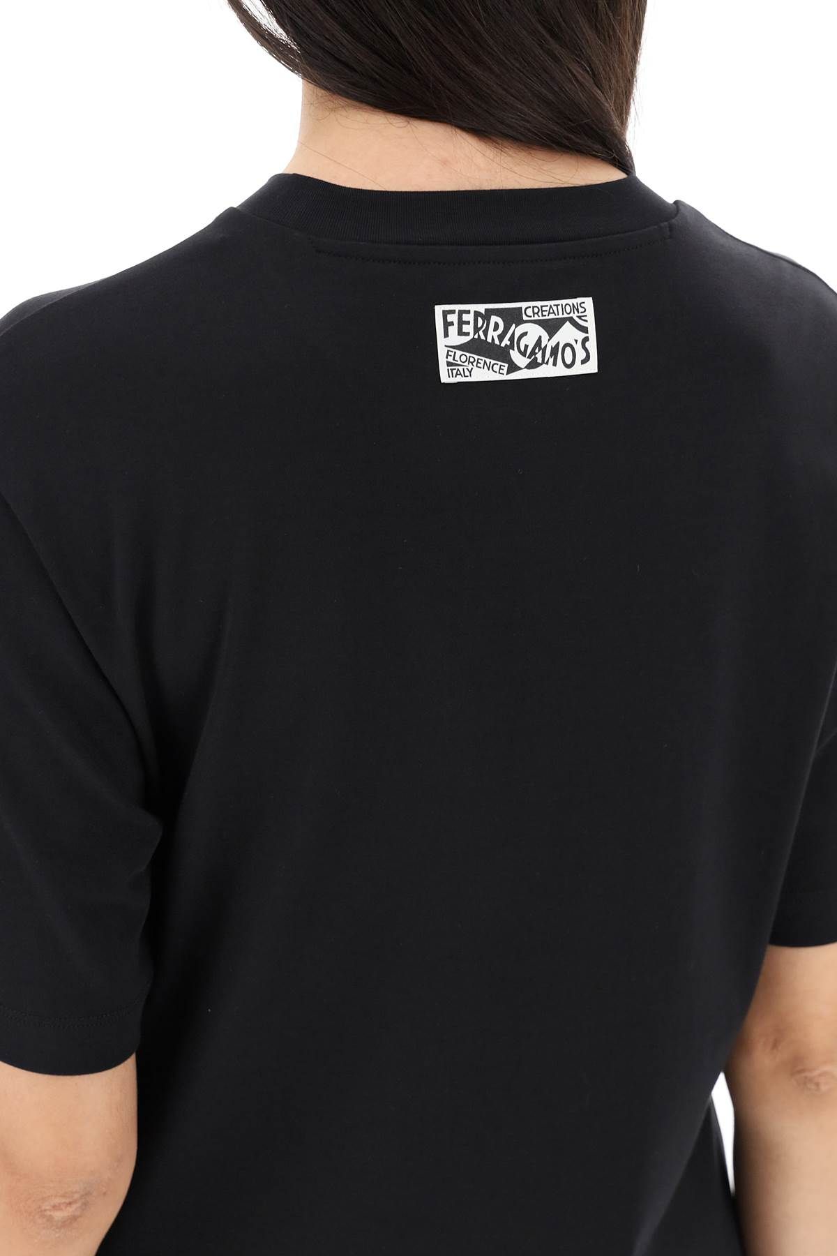 Shop Ferragamo Cotton And Silk Blend T-shirt In Black