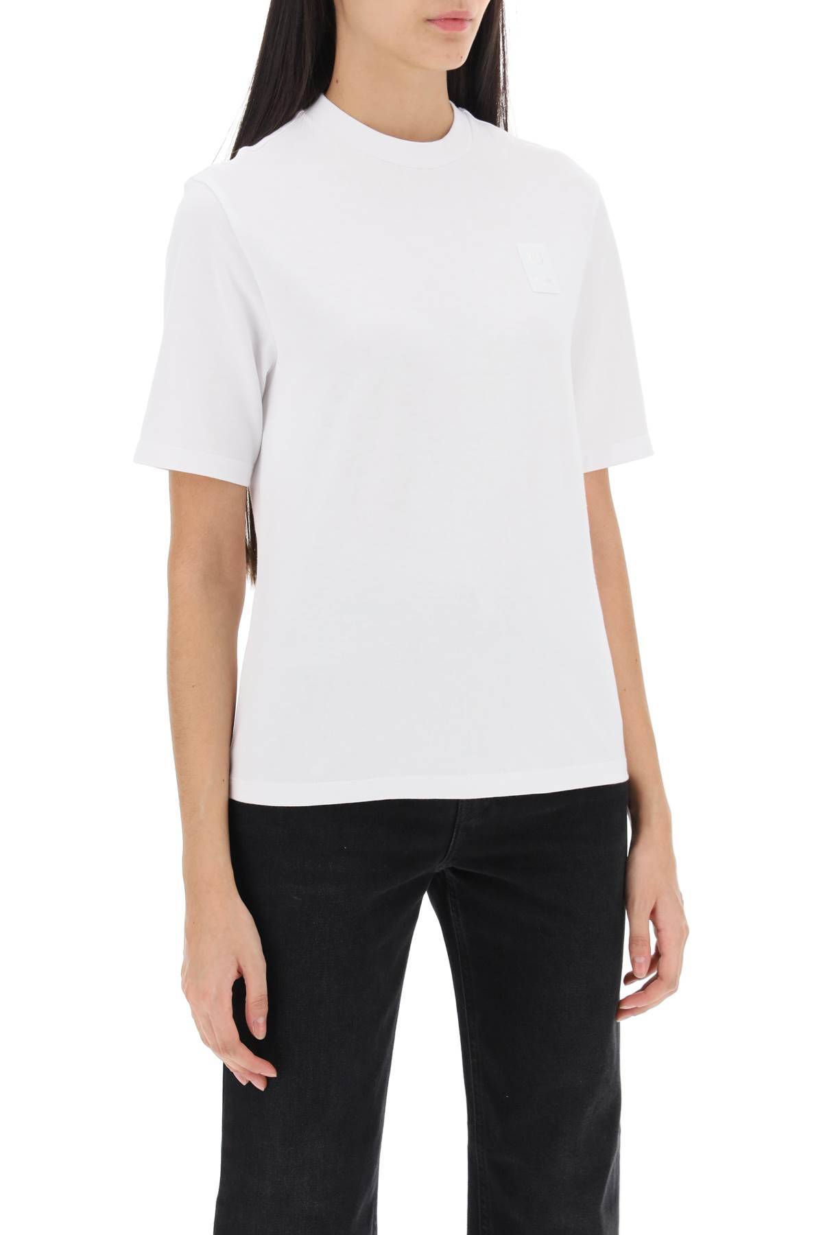 Shop Ferragamo T-shirt With Gancini Label In White