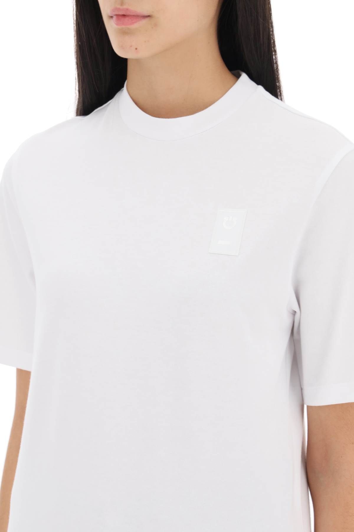 Shop Ferragamo T-shirt With Gancini Label In White