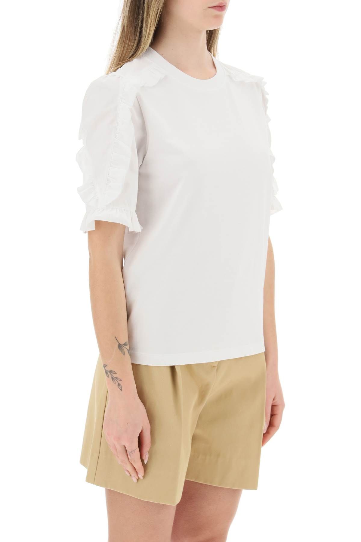 Shop See By Chloé Ruffled T-shirt In White