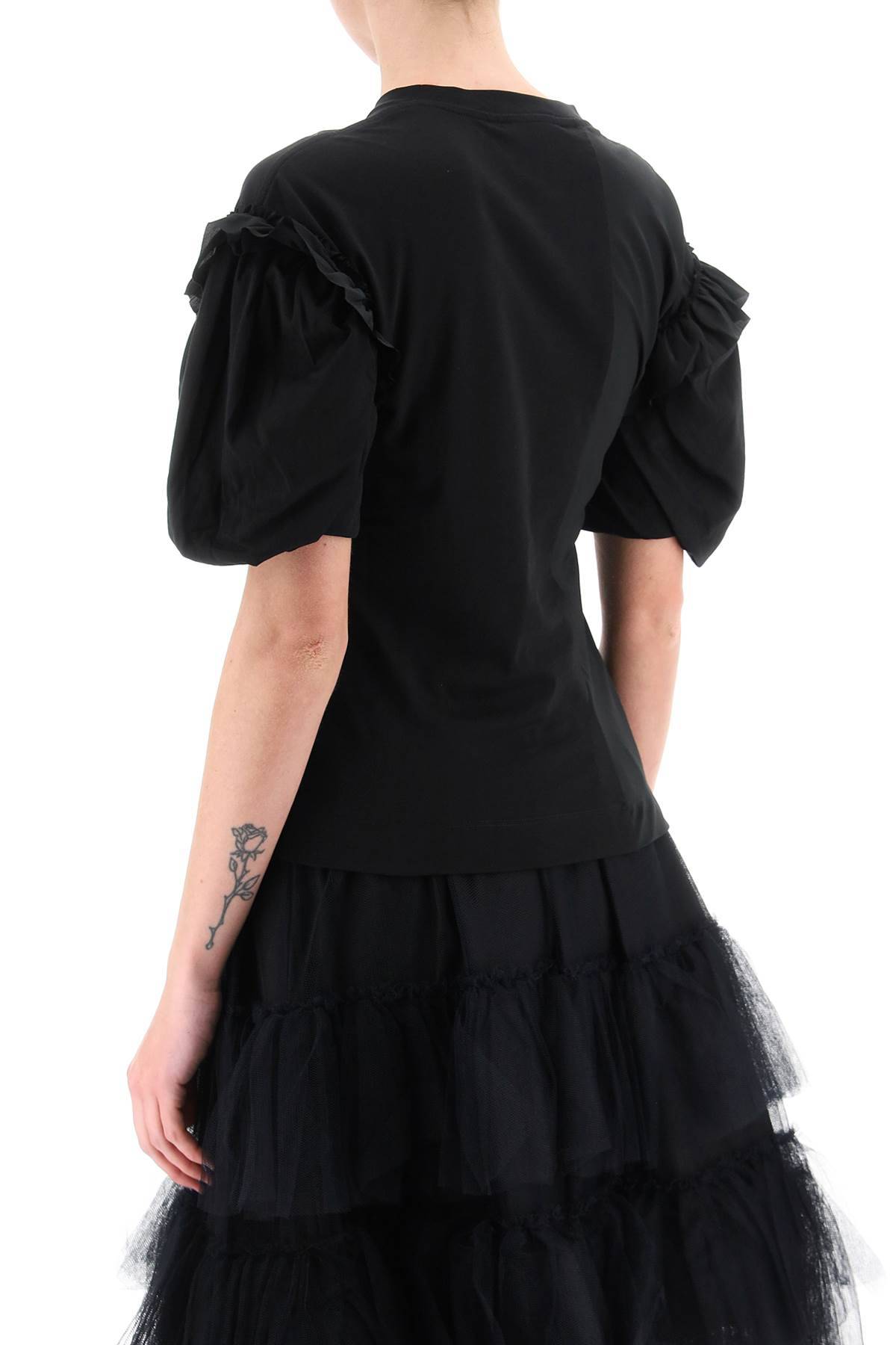 Shop Simone Rocha Ruffled Jersey And Organdie T-shirt In Black