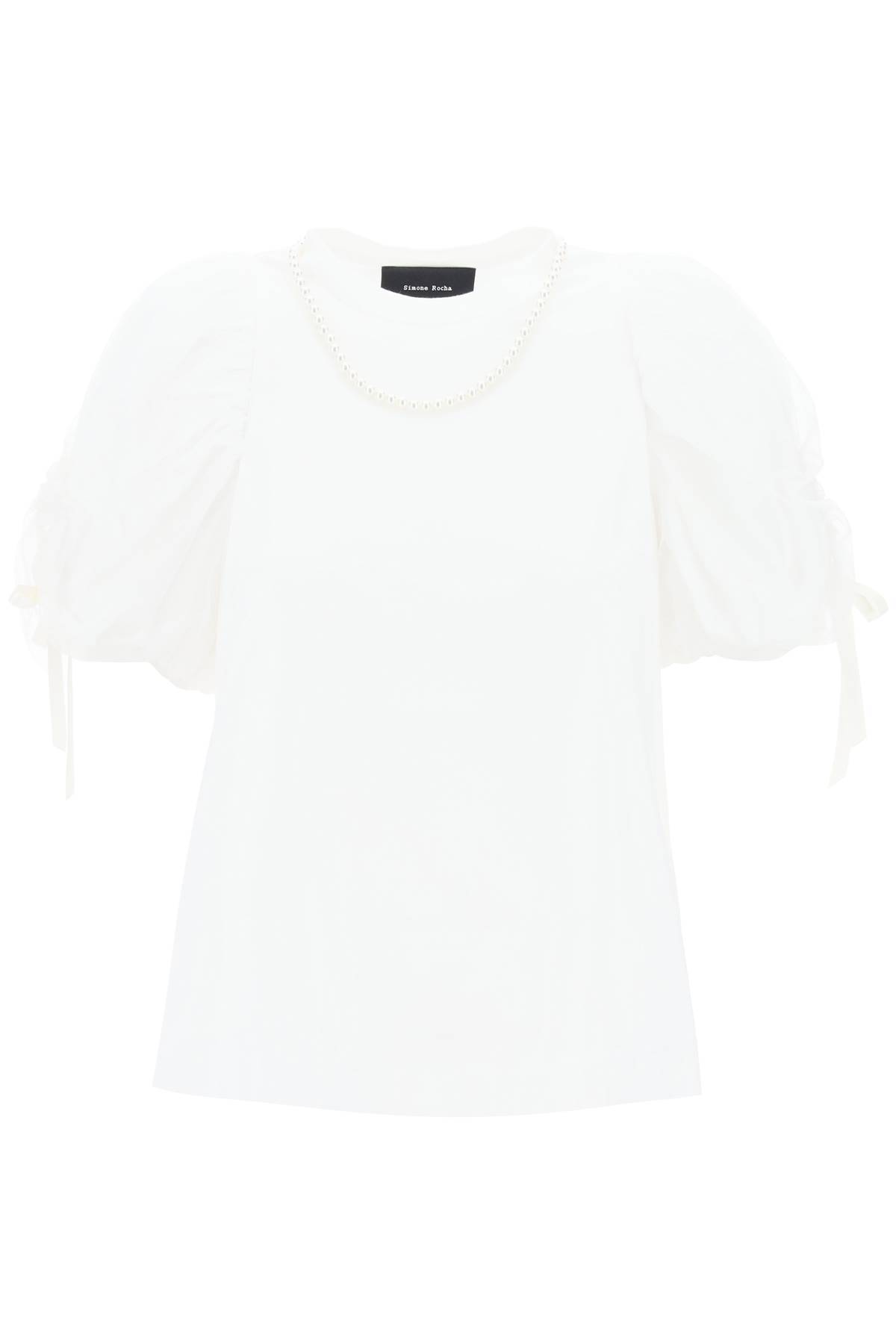 Shop Simone Rocha Puff Sleeves T-shirt In White