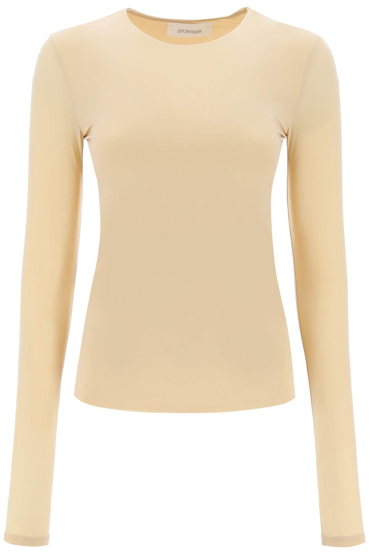 Shop Sportmax Stretch Jersey Long-sleeved T-shirt In Beige