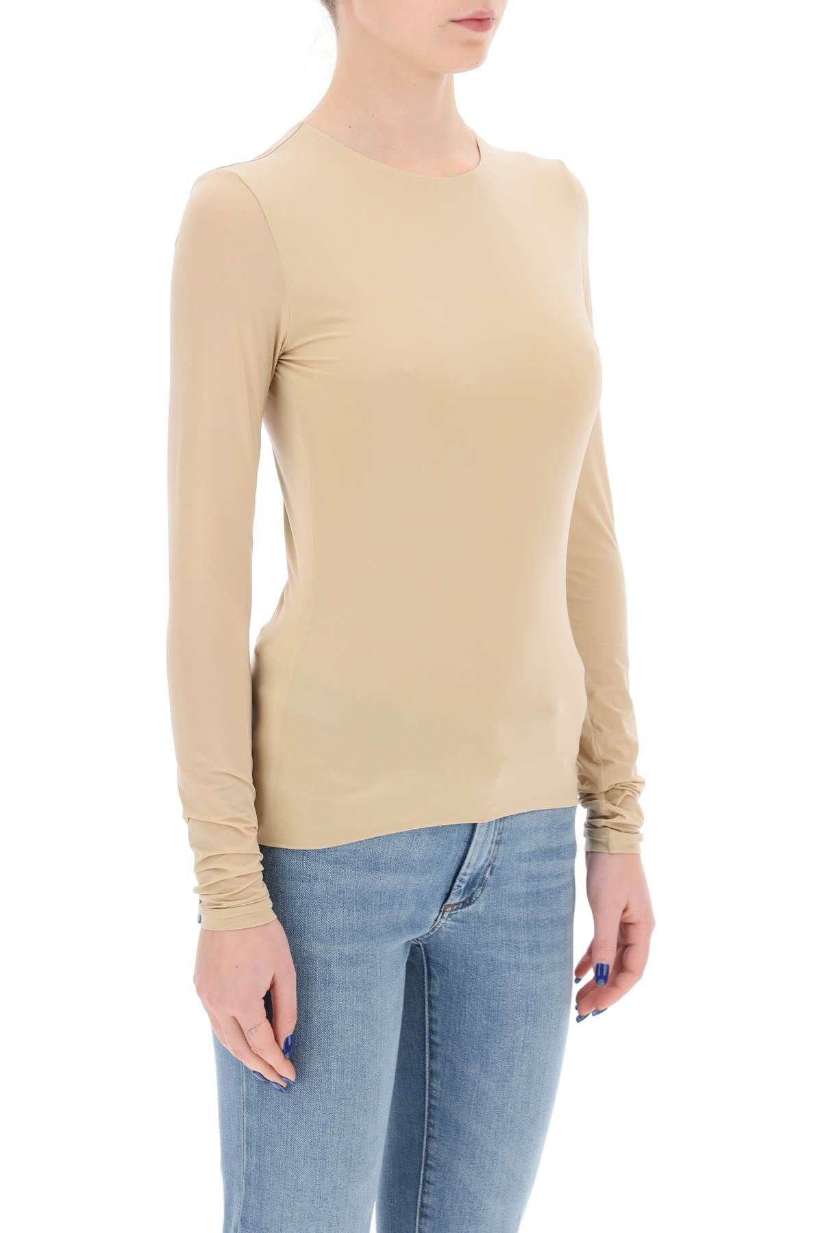 Shop Sportmax Stretch Jersey Long-sleeved T-shirt In Beige