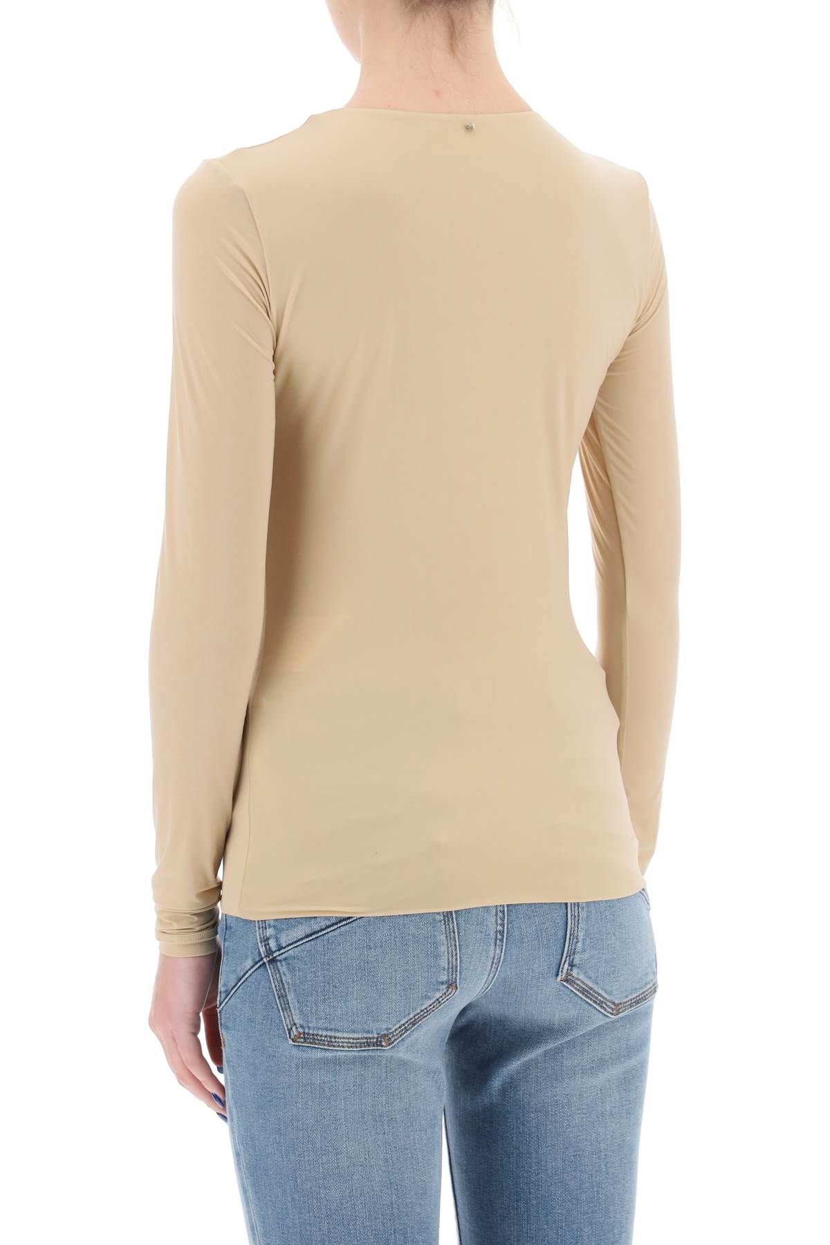 Shop Sportmax Stretch Jersey Long-sleeved T-shirt In Beige