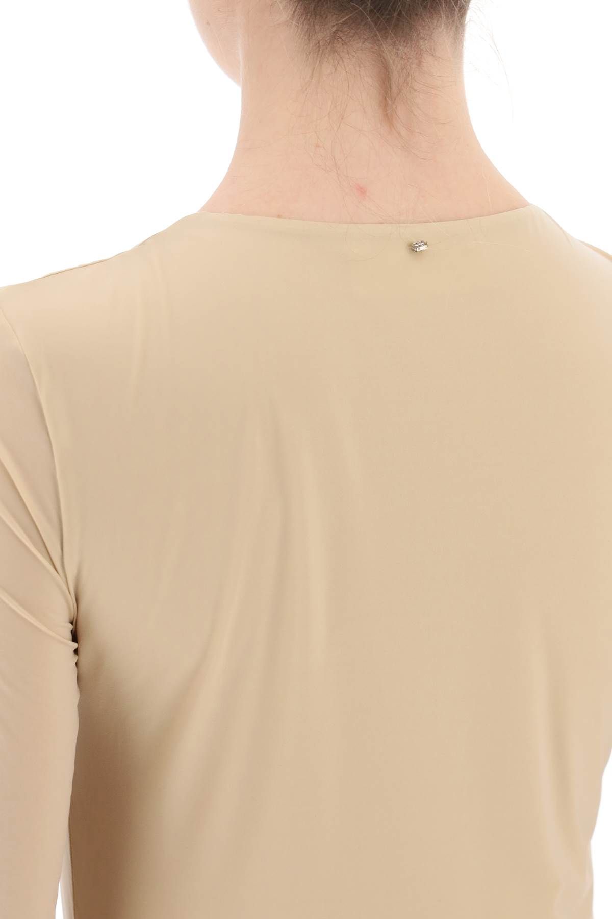 Shop Sportmax Stretch Jersey Long-sleeved T-shirt In Beige