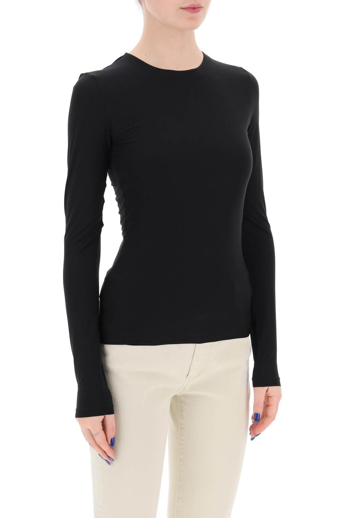 Shop Sportmax Stretch Jersey Long-sleeved T-shirt In Black