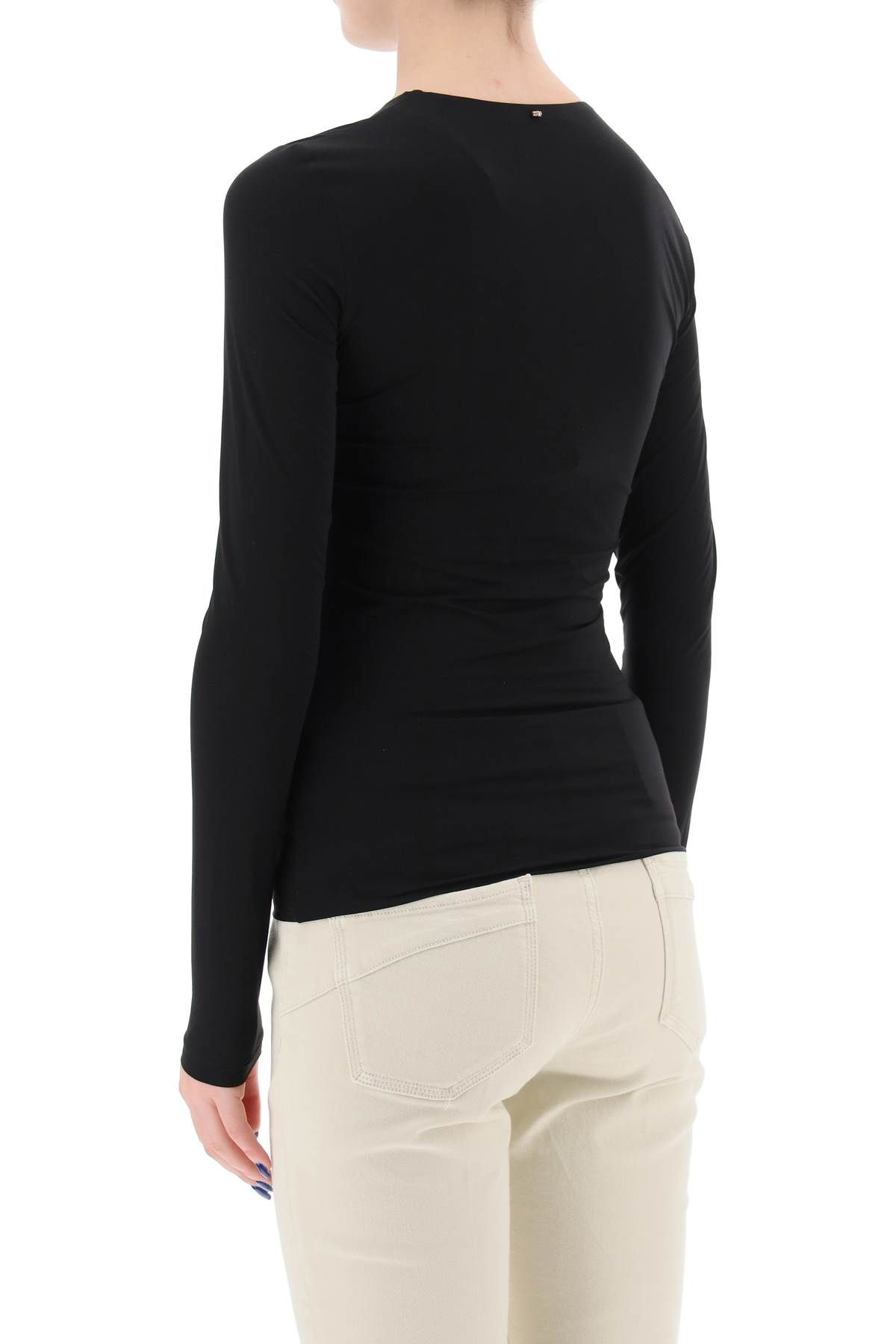 Shop Sportmax Stretch Jersey Long-sleeved T-shirt In Black