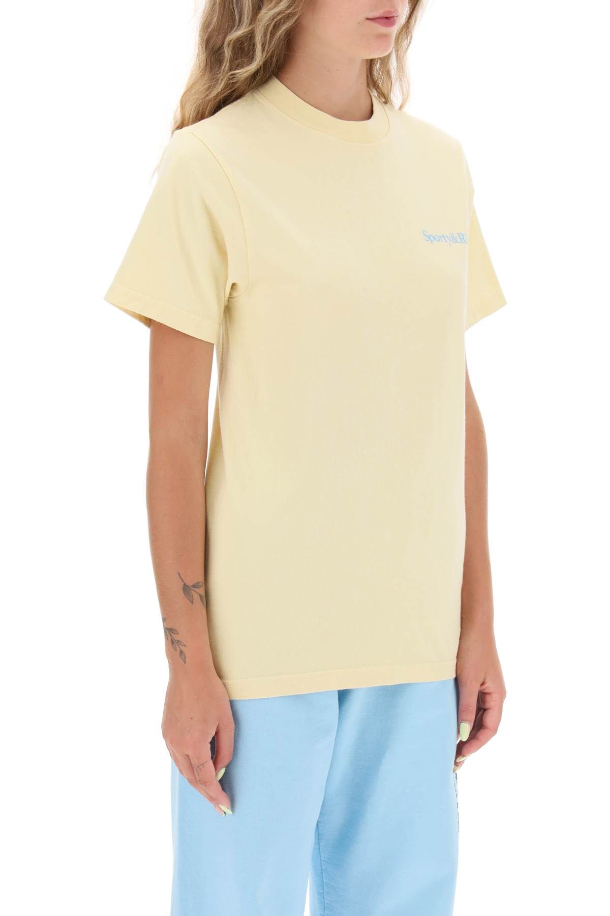 Shop Sporty And Rich 'health Is Wealth' T-shirt In Yellow