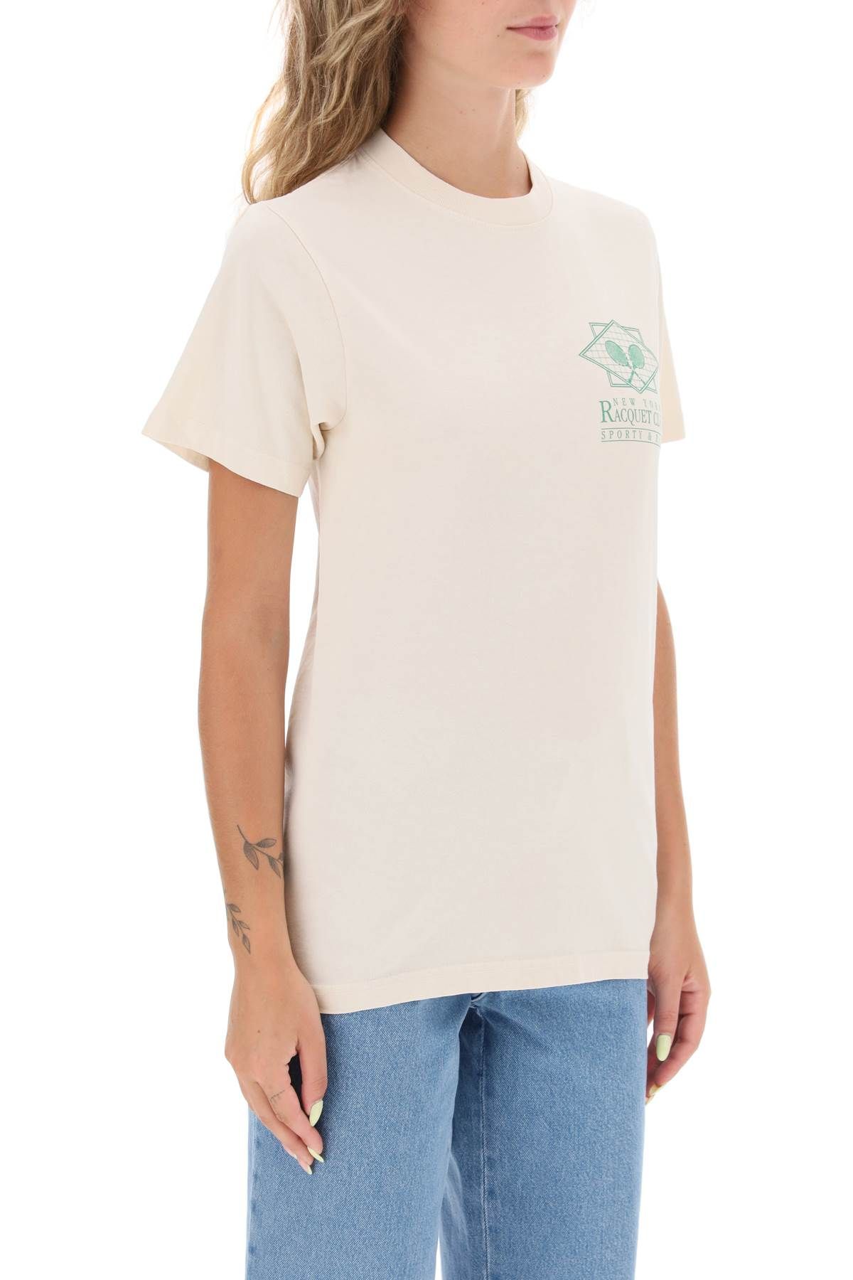 Shop Sporty And Rich 'ny Racquet Club' T-shirt In Beige
