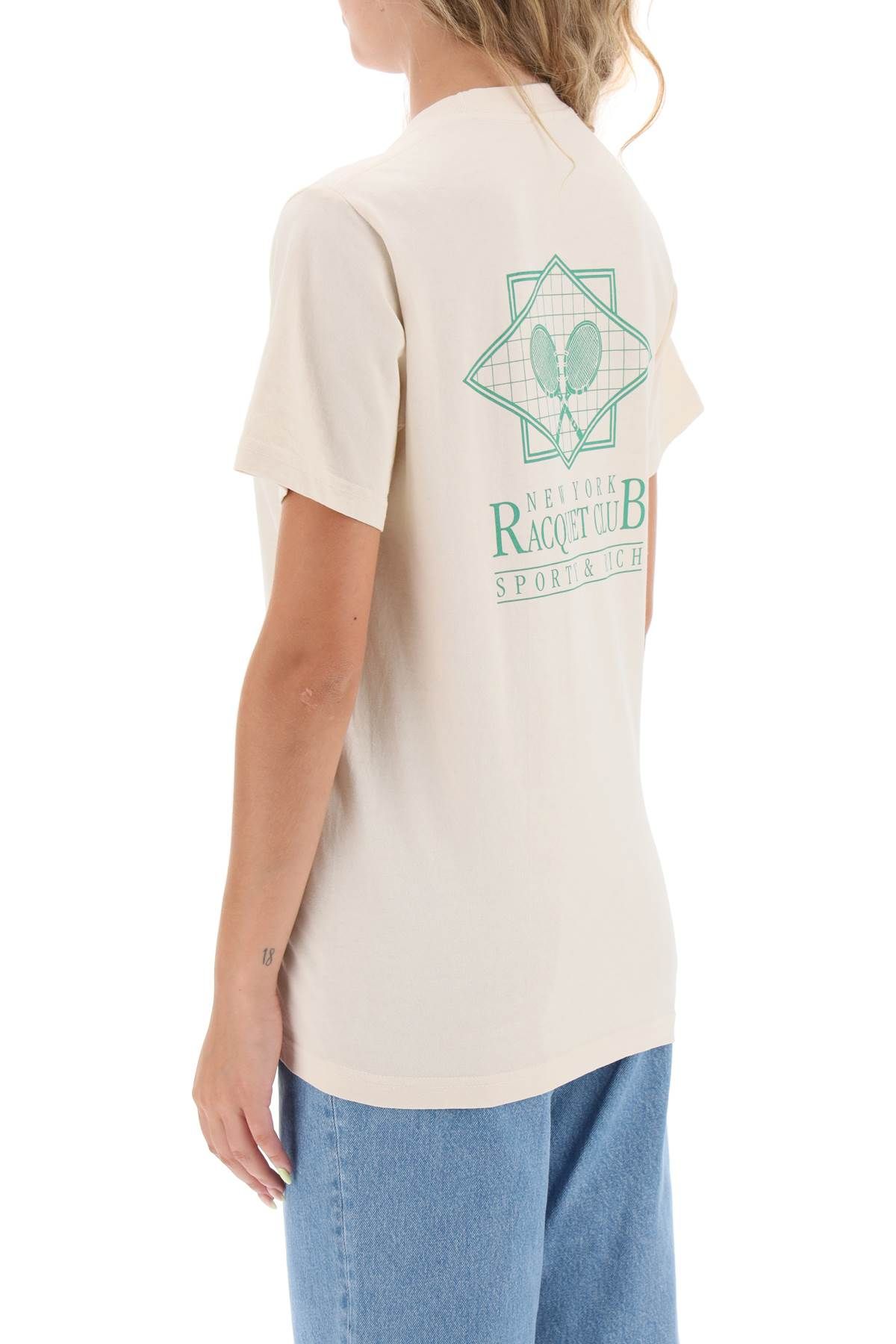 Shop Sporty And Rich 'ny Racquet Club' T-shirt In Beige