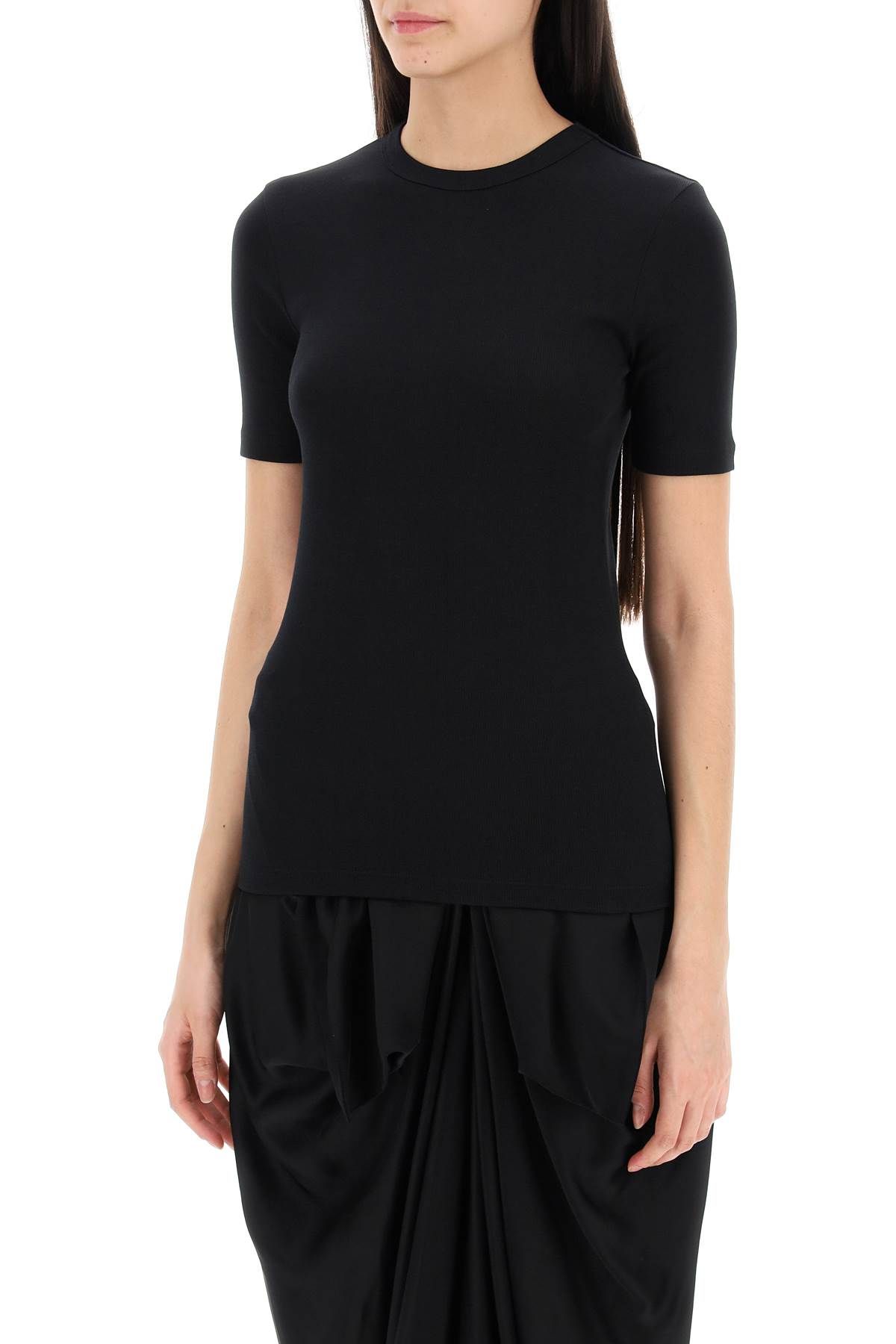 Shop Totême Ribbed Jersey T-shirt For A In Black