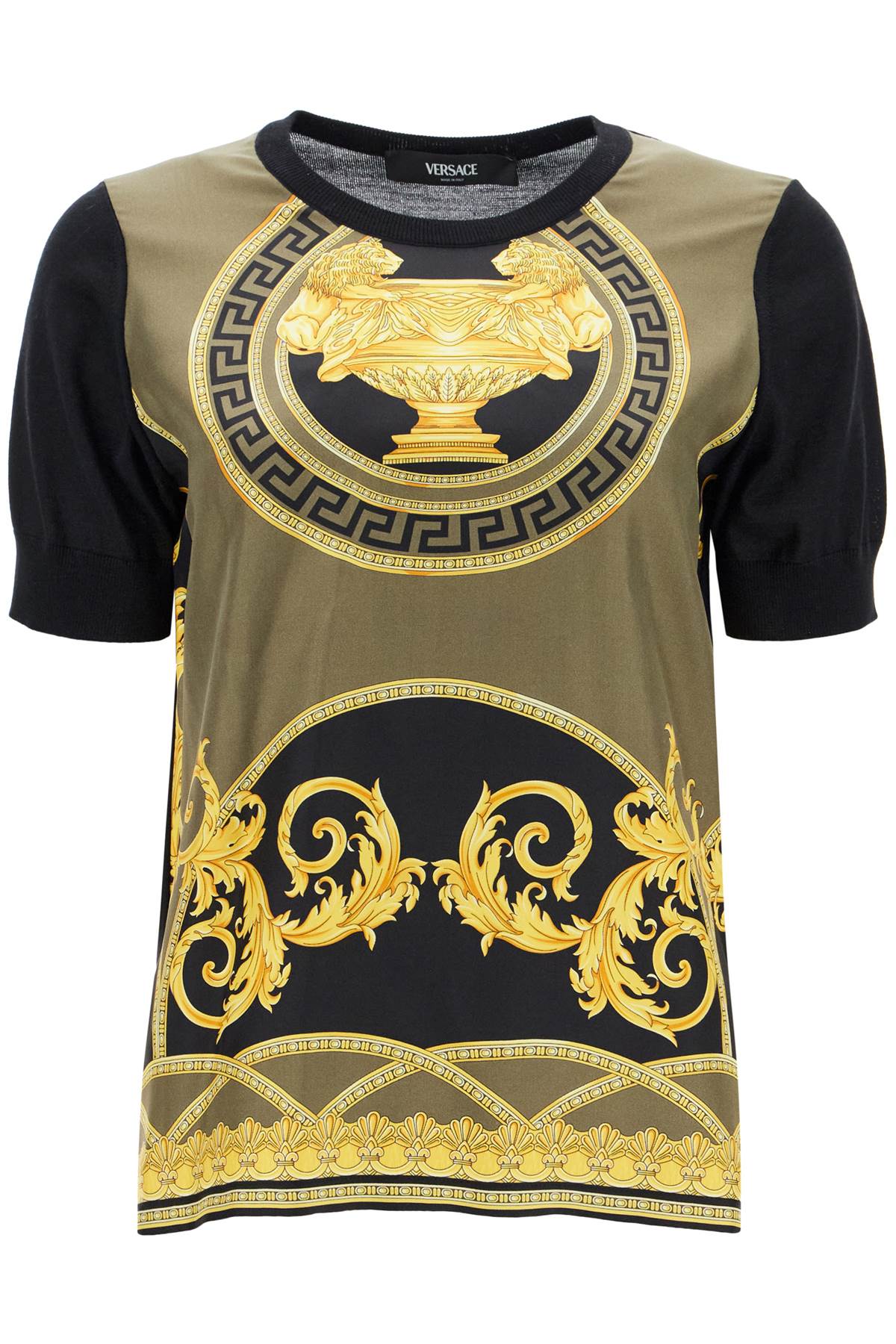 Shop Versace Knitted T-shirt 'the Cup Of The In Black