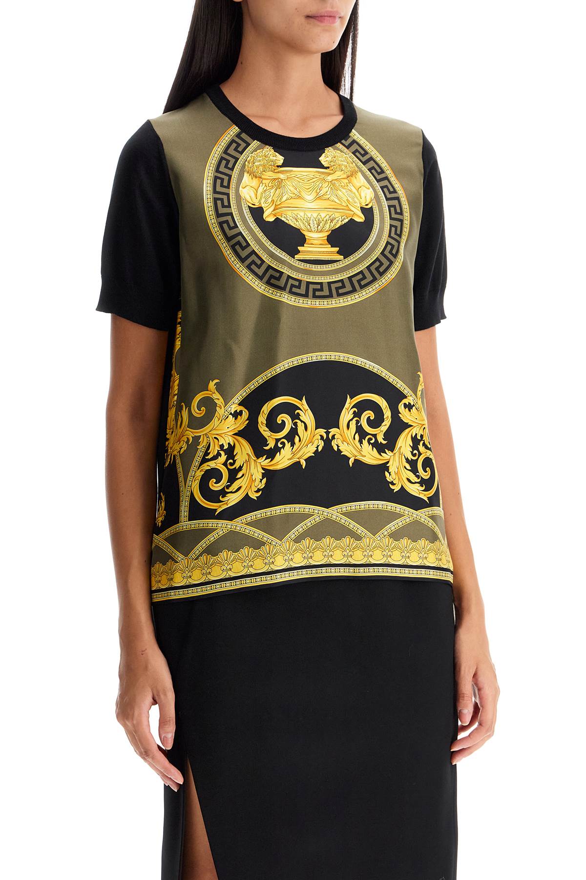 Shop Versace Knitted T-shirt 'the Cup Of The In Black