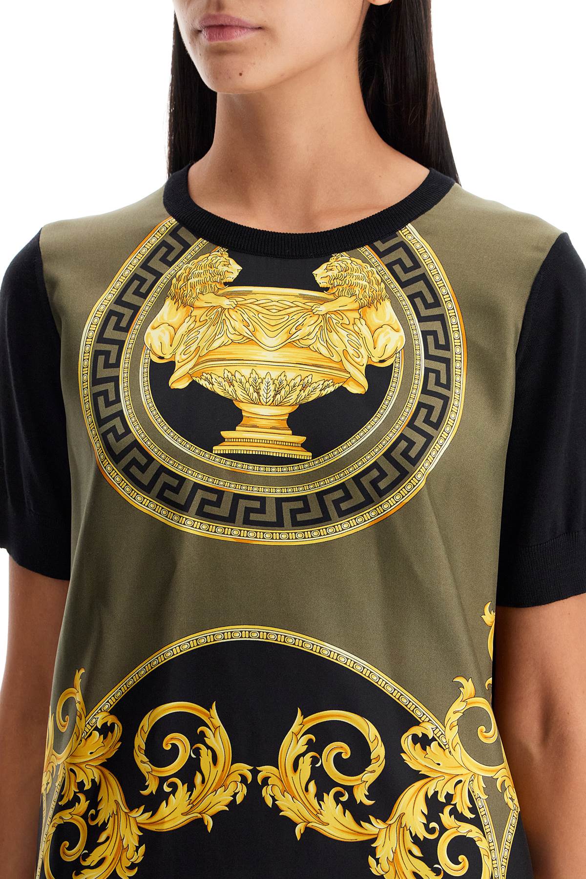 Shop Versace Knitted T-shirt 'the Cup Of The In Black