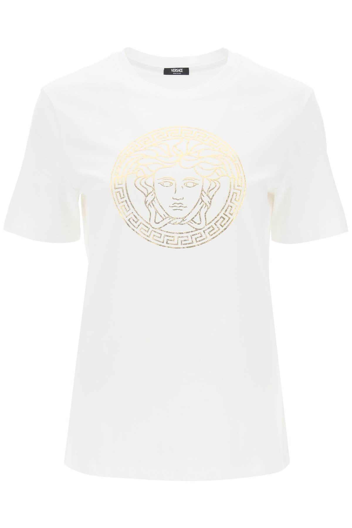 Shop Versace Medusa Crew-neck T-shirt In White,gold