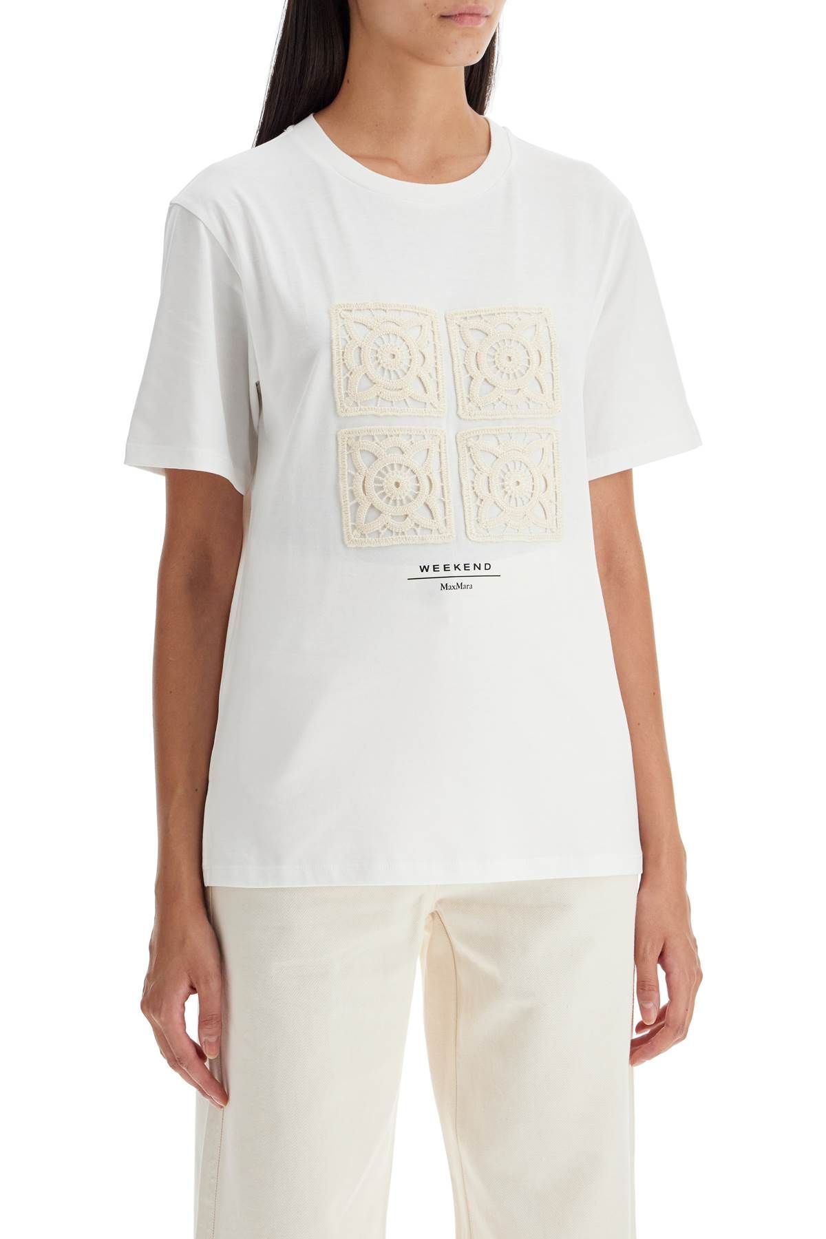 Shop Weekend Max Mara Embroidered T-shirt In White