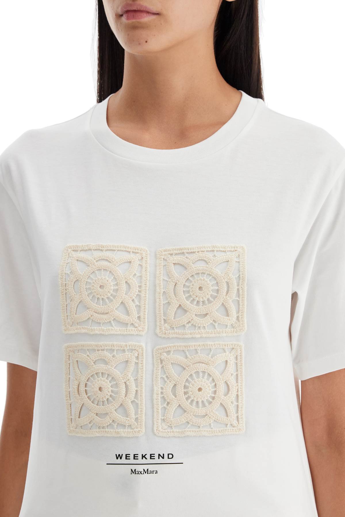 Shop Weekend Max Mara Embroidered T-shirt In White