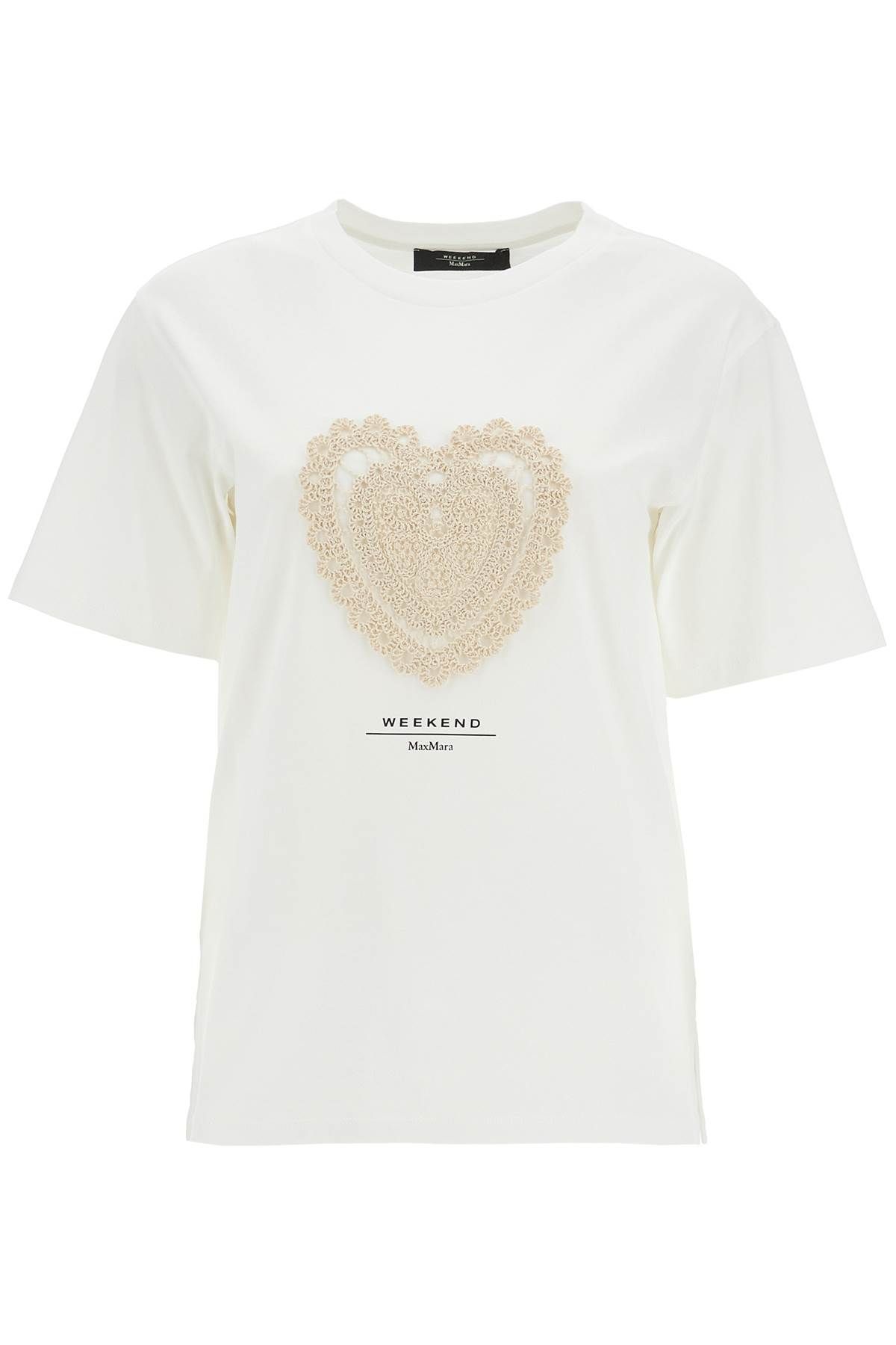 Shop Weekend Max Mara Embroidered Heart T-shirt In White