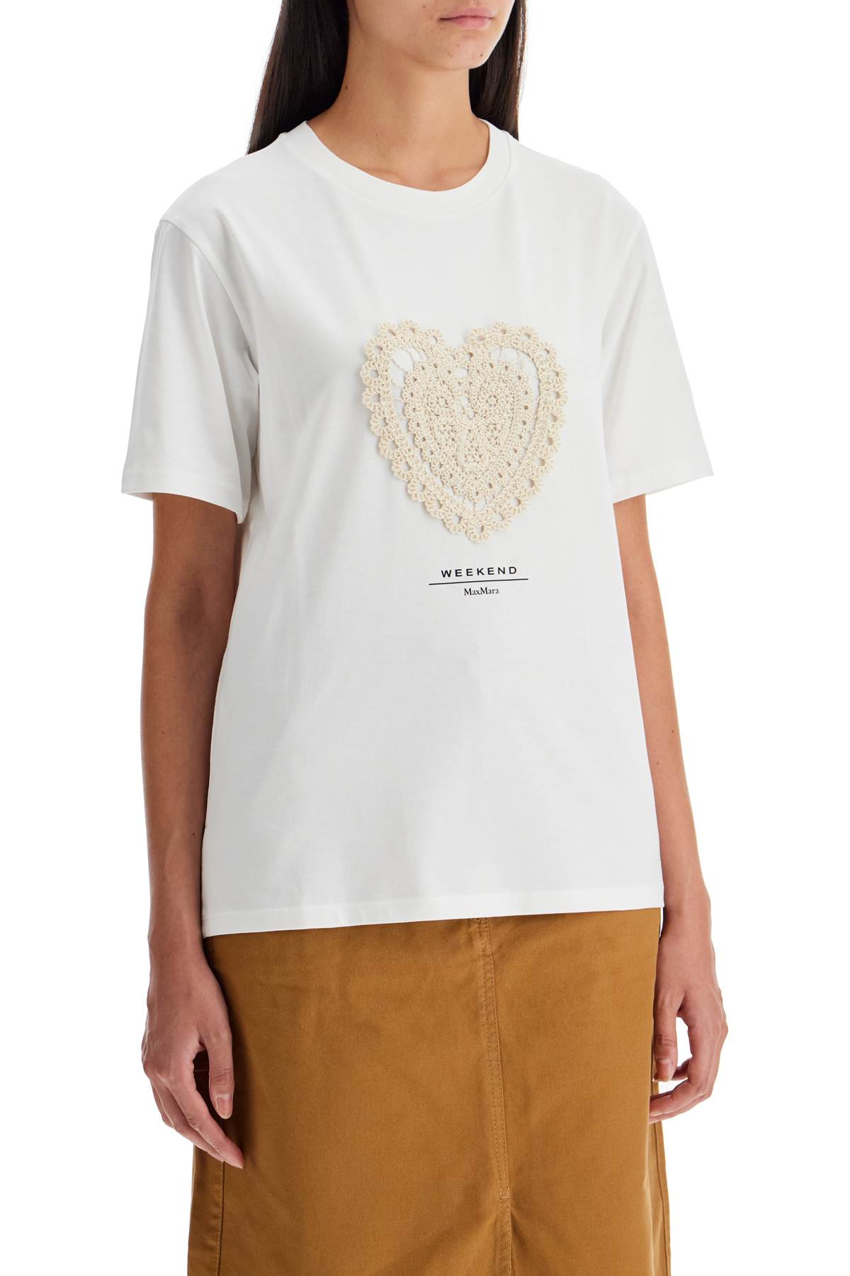 Shop Weekend Max Mara Embroidered Heart T-shirt In White