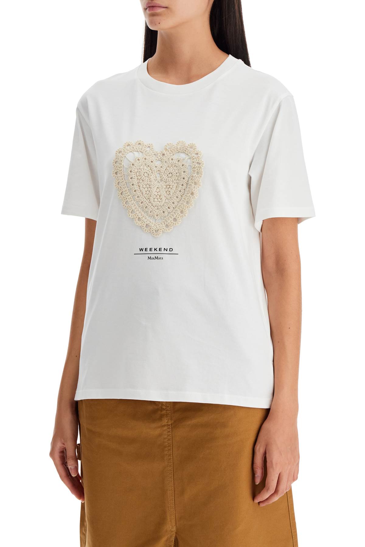 Shop Weekend Max Mara Embroidered Heart T-shirt In White