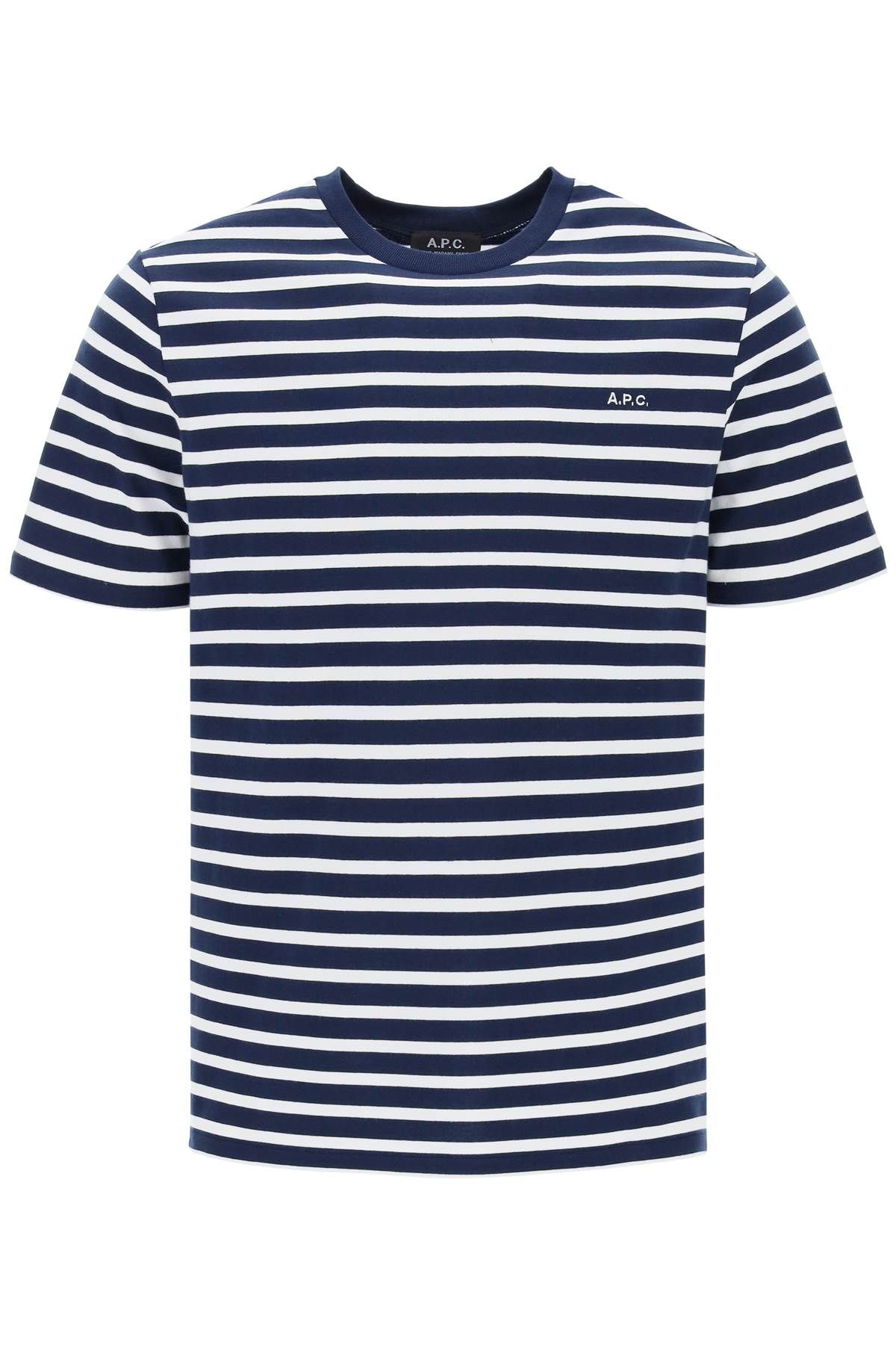 Shop Apc Emilien Striped T-shirt In White,blue