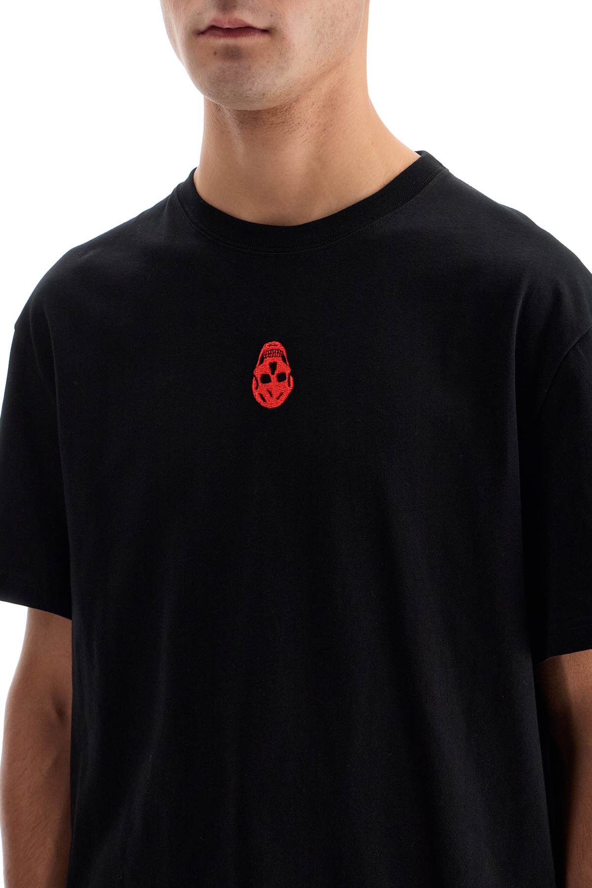 Shop Alexander Mcqueen Skull Embroidered T-shirt In Black