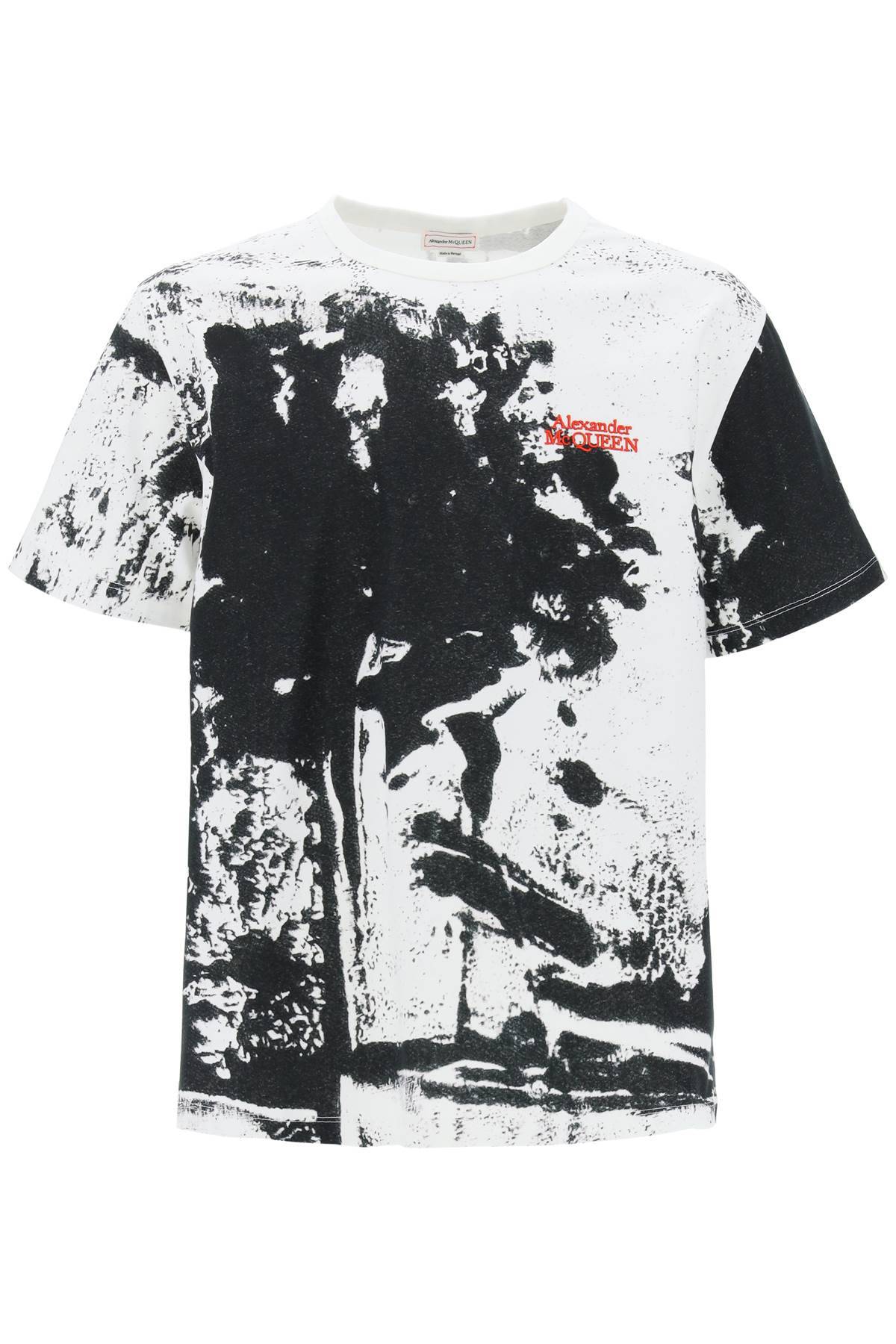 Shop Alexander Mcqueen Fold Print T-shirt In White,black