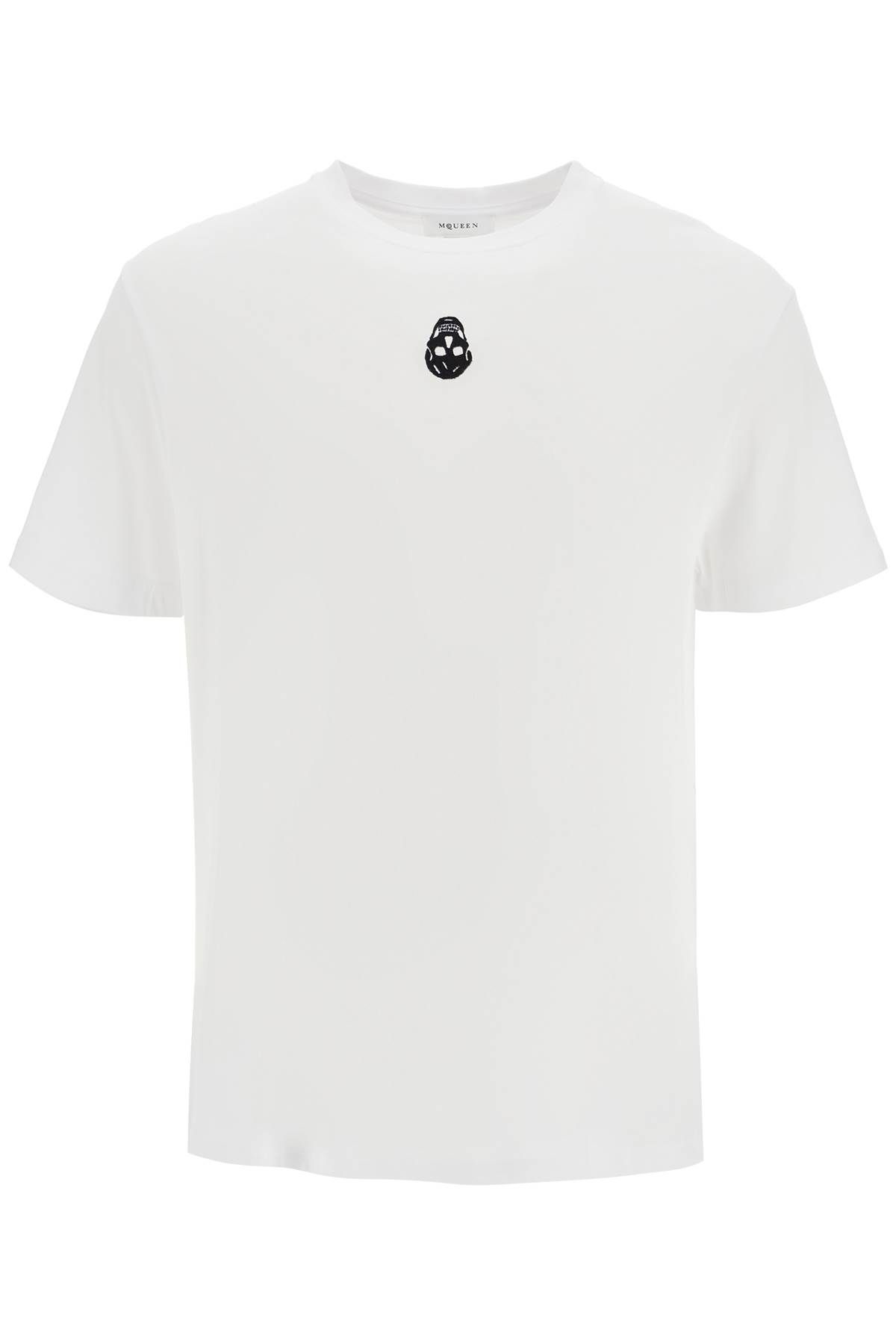 Shop Alexander Mcqueen Skull Embroidered T-shirt In White