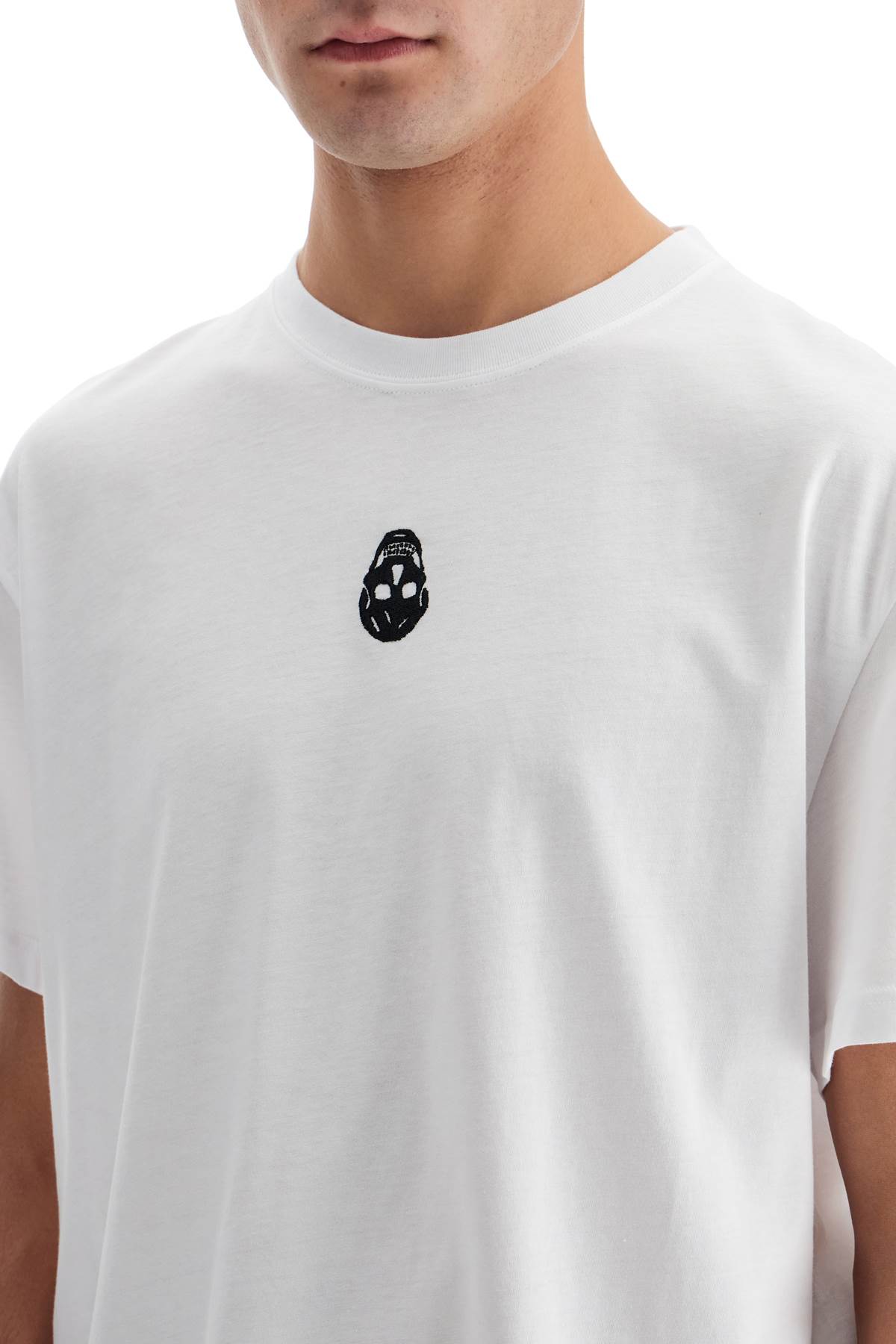 Shop Alexander Mcqueen Skull Embroidered T-shirt In White