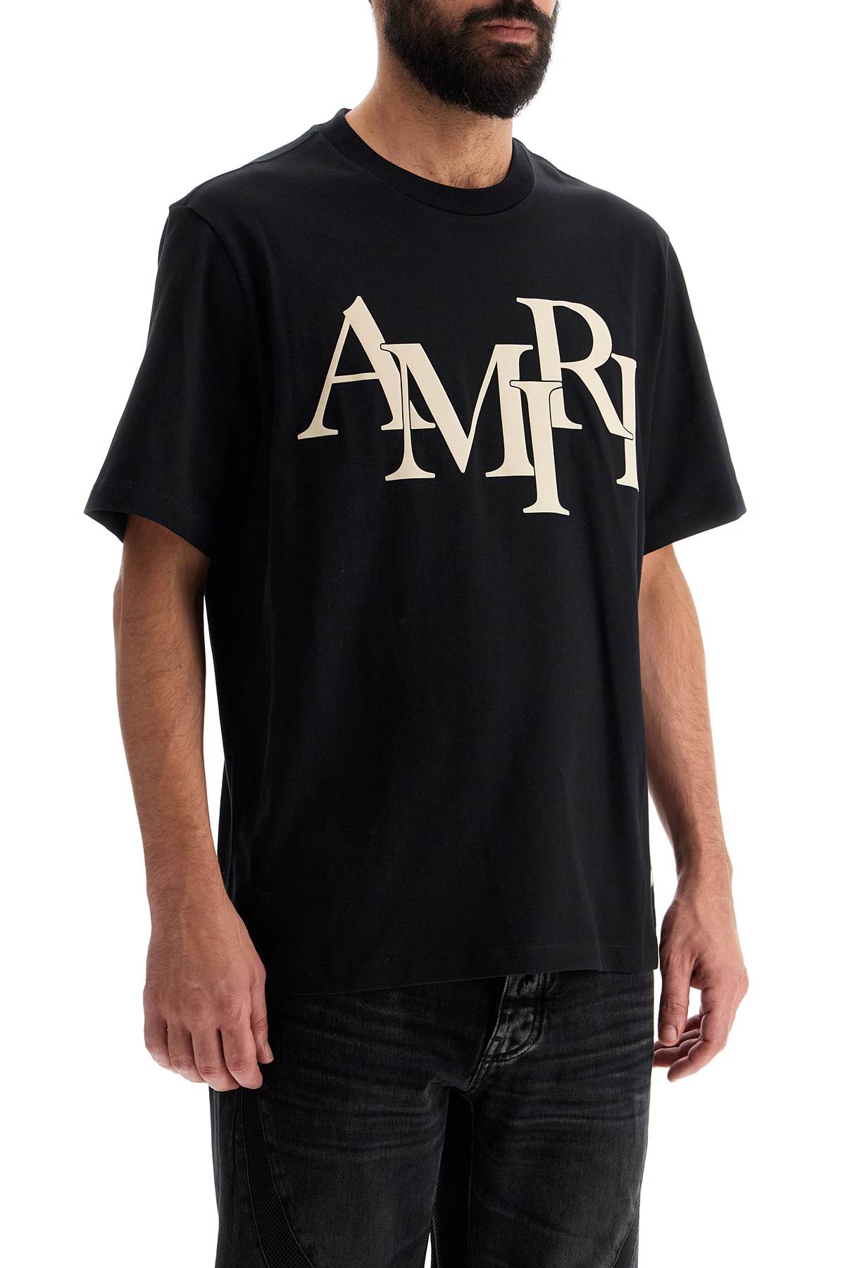 Shop Amiri Staggered Logo In Black