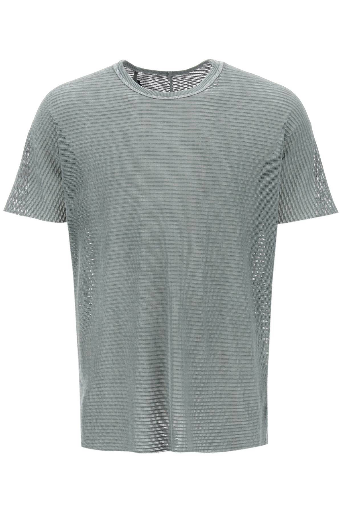 Shop Boris Bidjan Saberi Cotton Perforated T-shirt In Green,grey