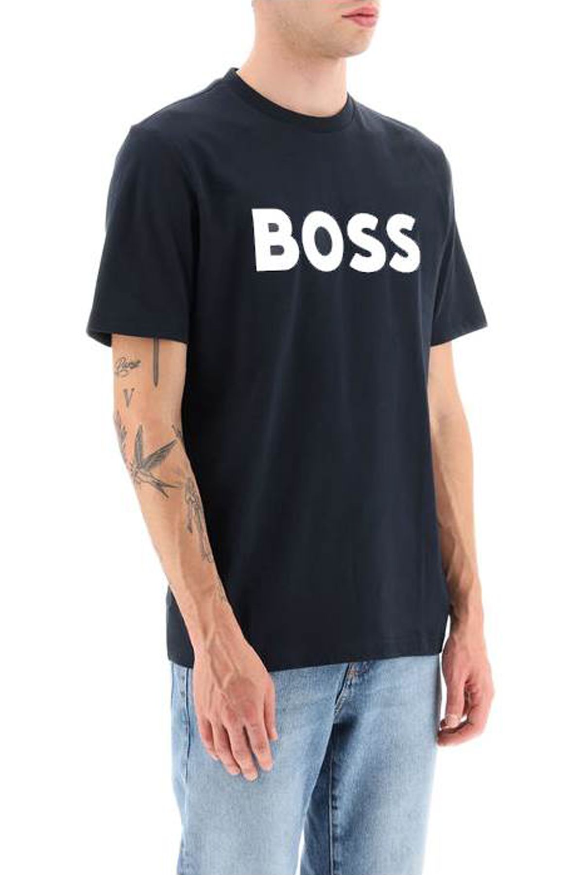 Shop Hugo Boss Tiburt 354 Logo Print T-shirt In Blue