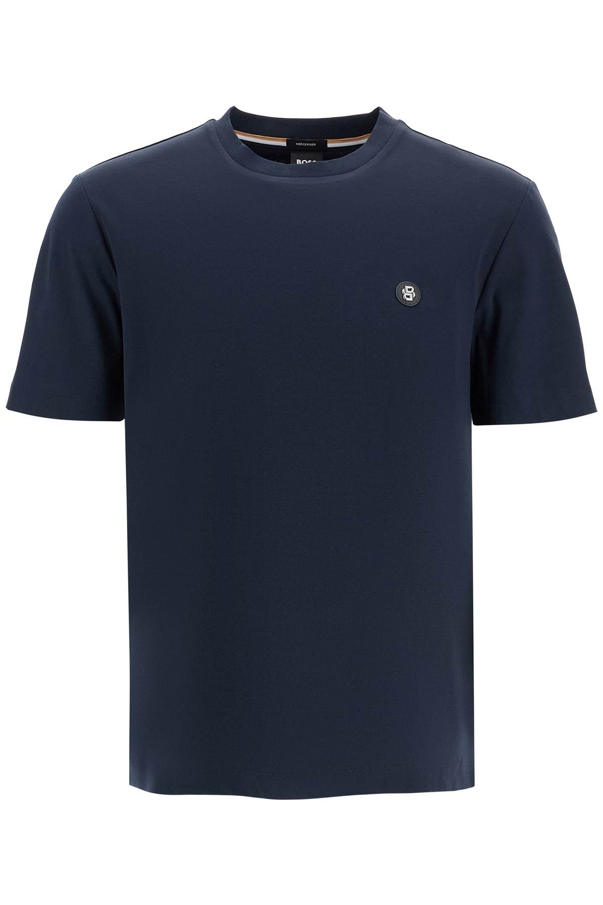 Shop Hugo Boss T-shirt With Double Monogram Patch In Blue