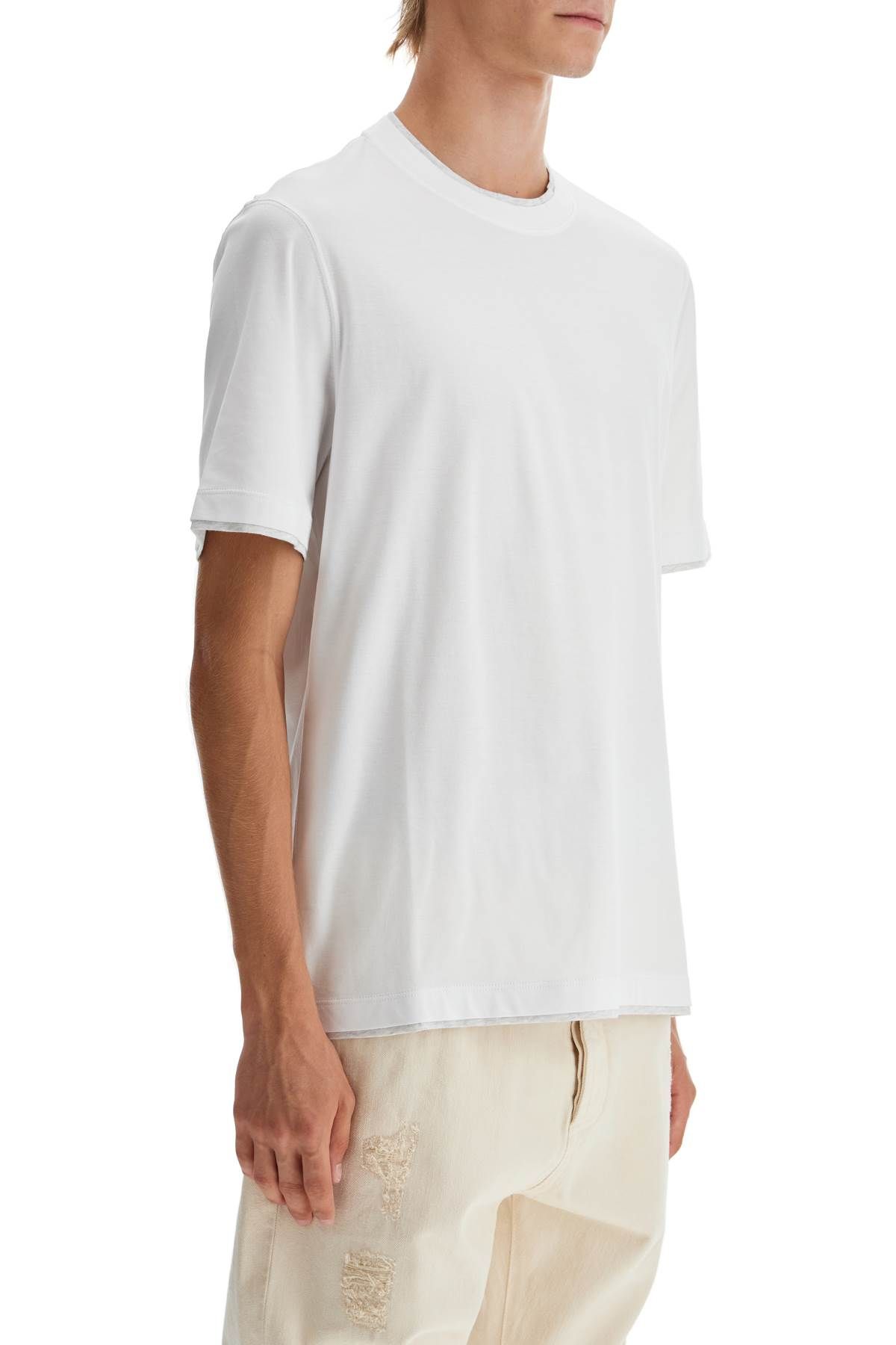 Shop Brunello Cucinelli Layered-effect T-shirt In White