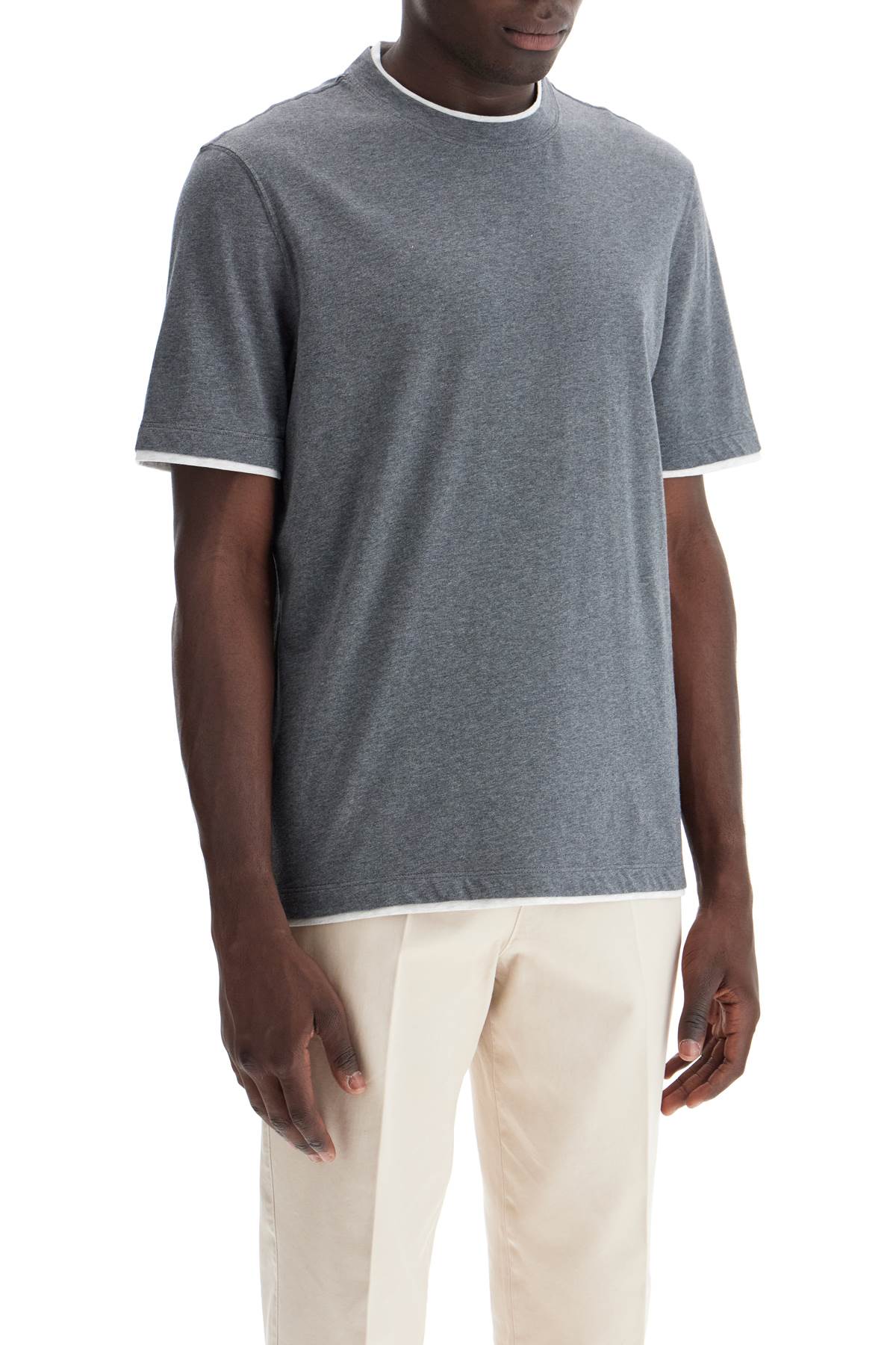 Shop Brunello Cucinelli Layered-effect T-shirt In Grey