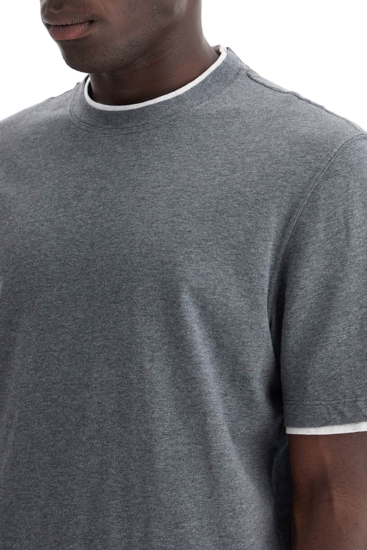 Shop Brunello Cucinelli Layered-effect T-shirt In Grey