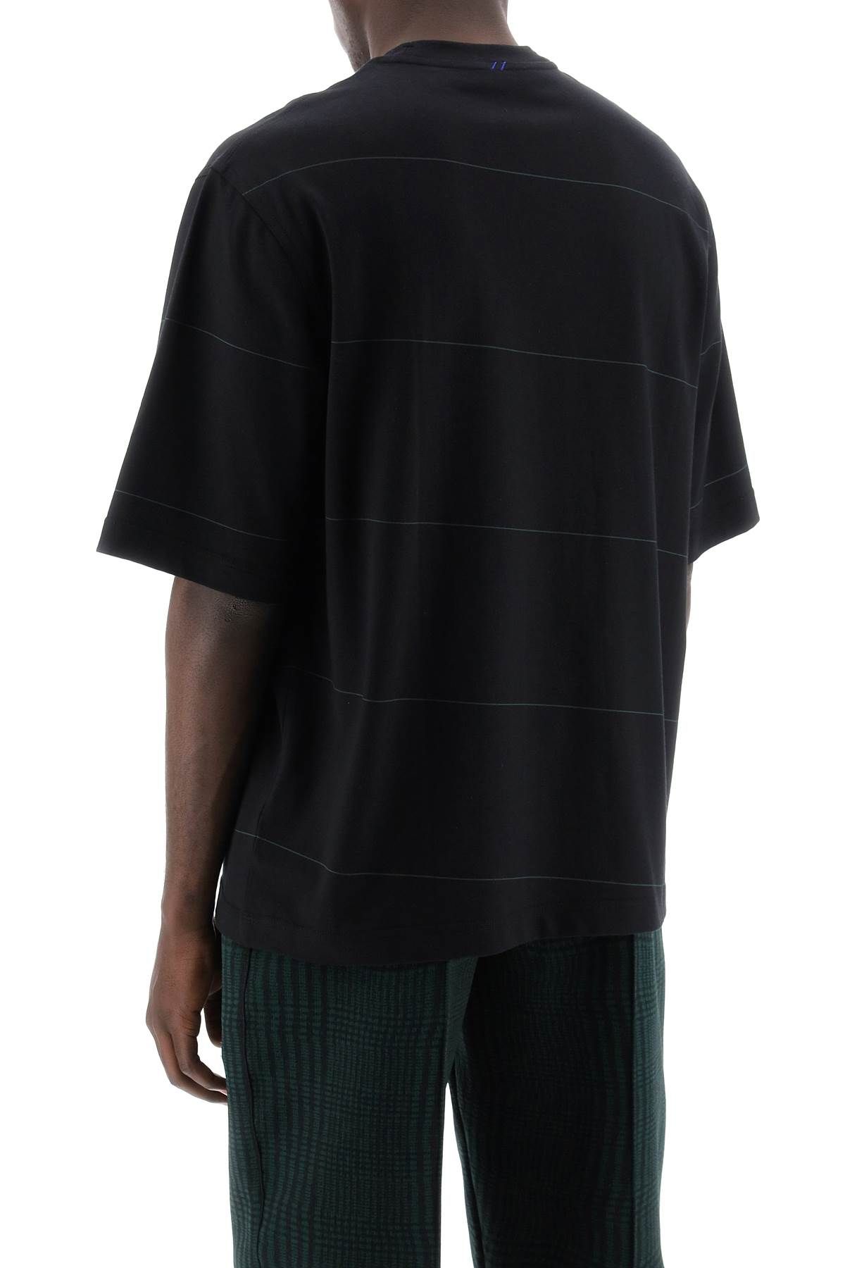 Shop Burberry Striped T-shirt With Ekd Embroidery In Black