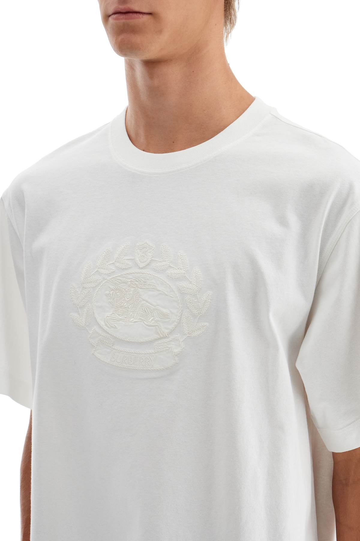 Shop Burberry "ekd Embroidered T-shirt In White