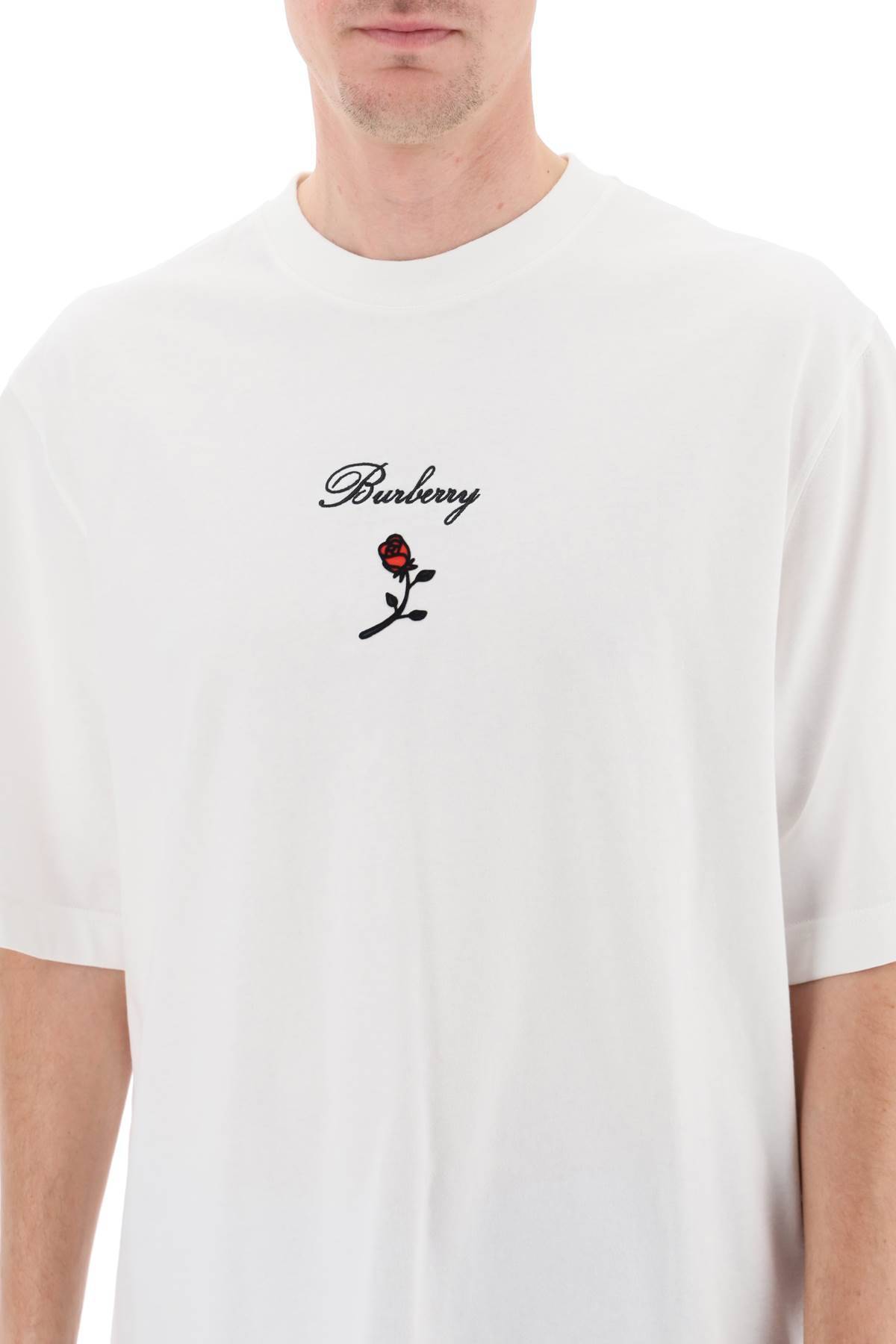 Shop Burberry Loose Fit T-shirt With Rose In White