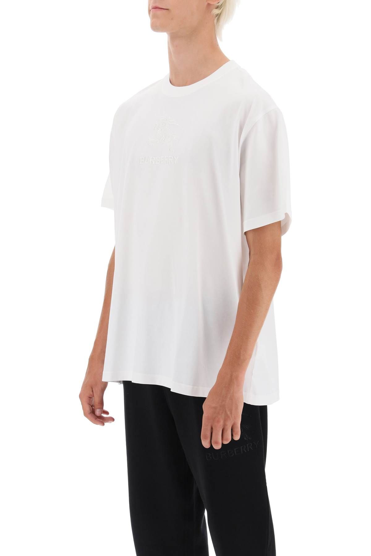 Shop Burberry Tempah T-shirt With Embroidered Ekd In White