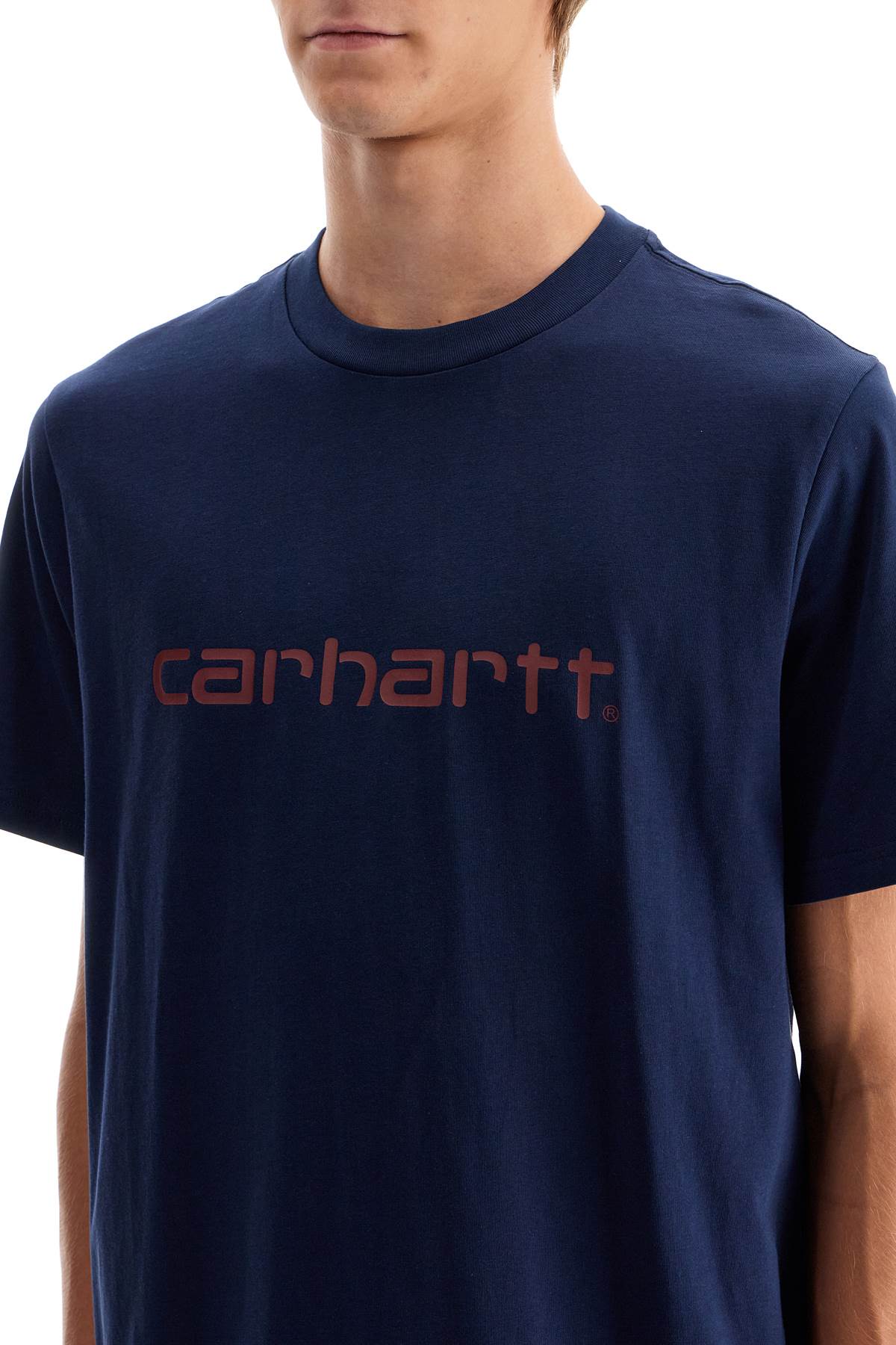 Shop Carhartt Short Sleeve Script T-shirt In Blue