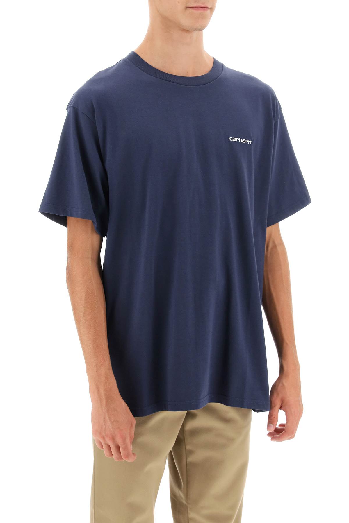 Shop Carhartt Logo Embroidery T-shirt In Blue