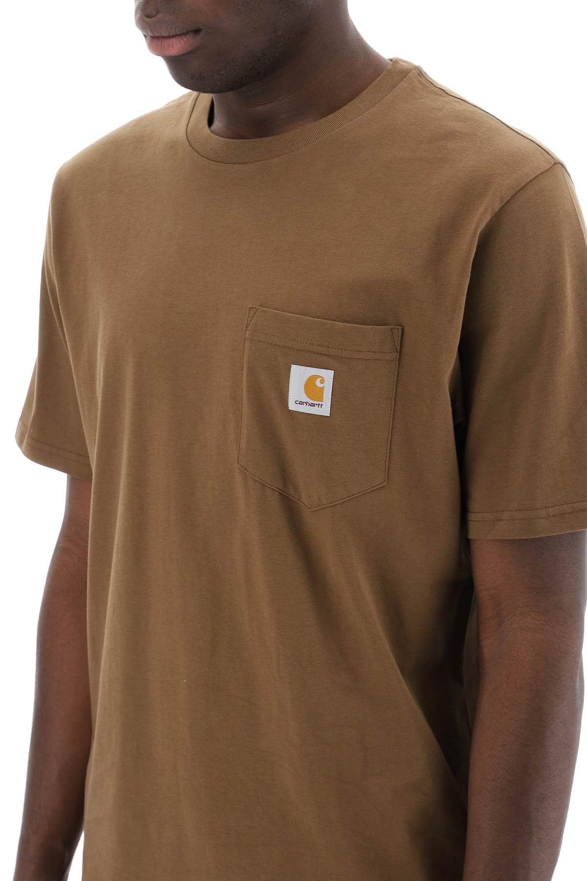 Shop Carhartt T-shirt With Chest Pocket In Brown