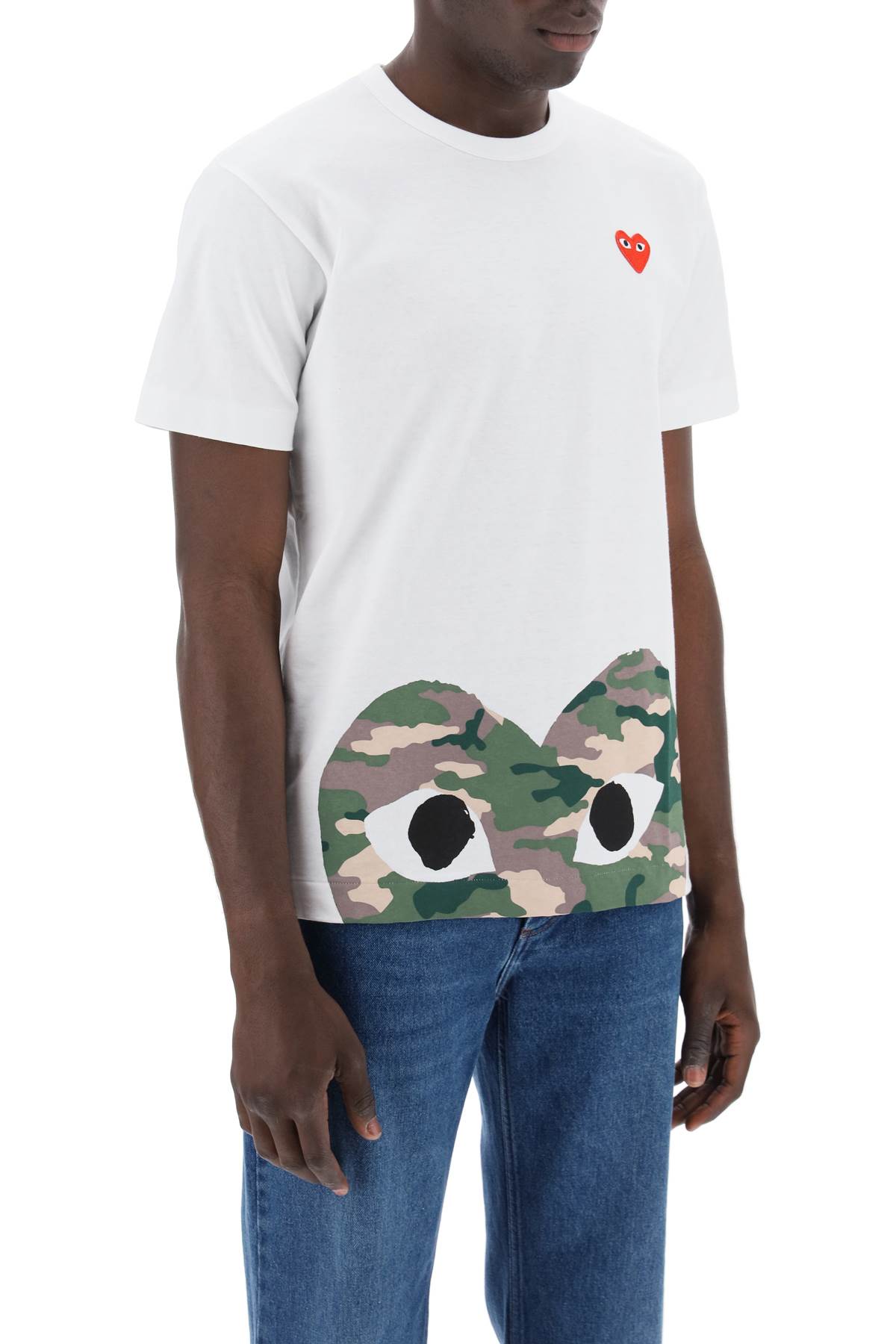 Shop Comme Des Garçons Play Heart Camou T-shirt In White