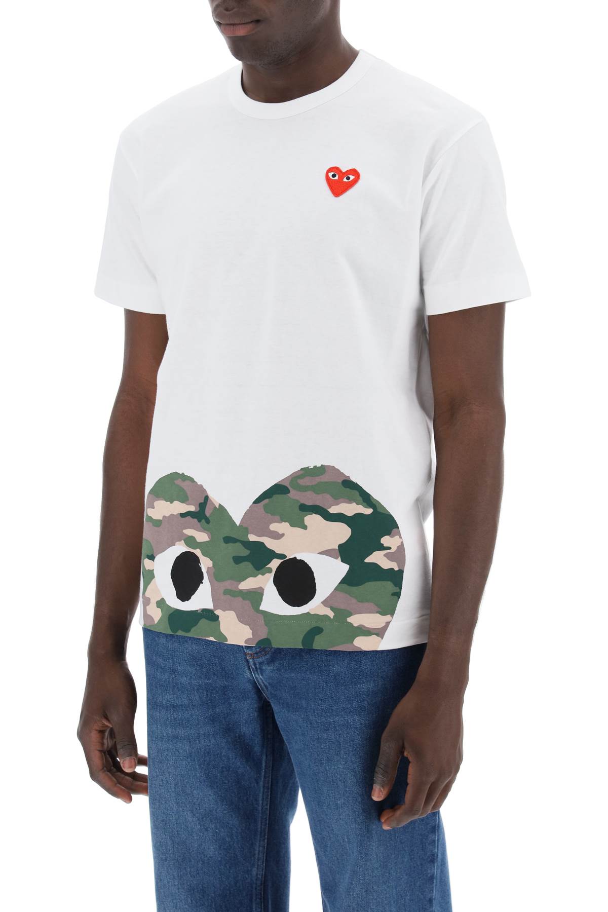 Shop Comme Des Garçons Play Heart Camou T-shirt In White